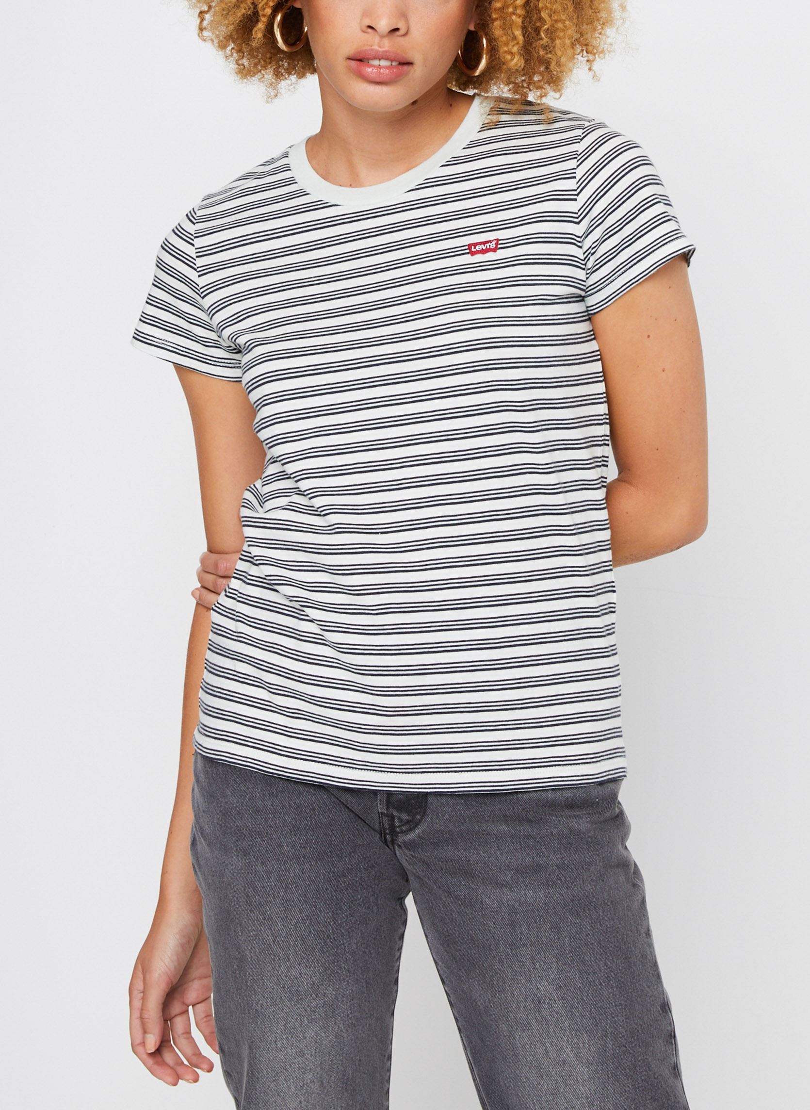 T-Shirts Perfect Tee damen blau Levi's T-Shirts Perfect Tee damen blau MULTI GRUNGE STRIPE CHALK BLUE