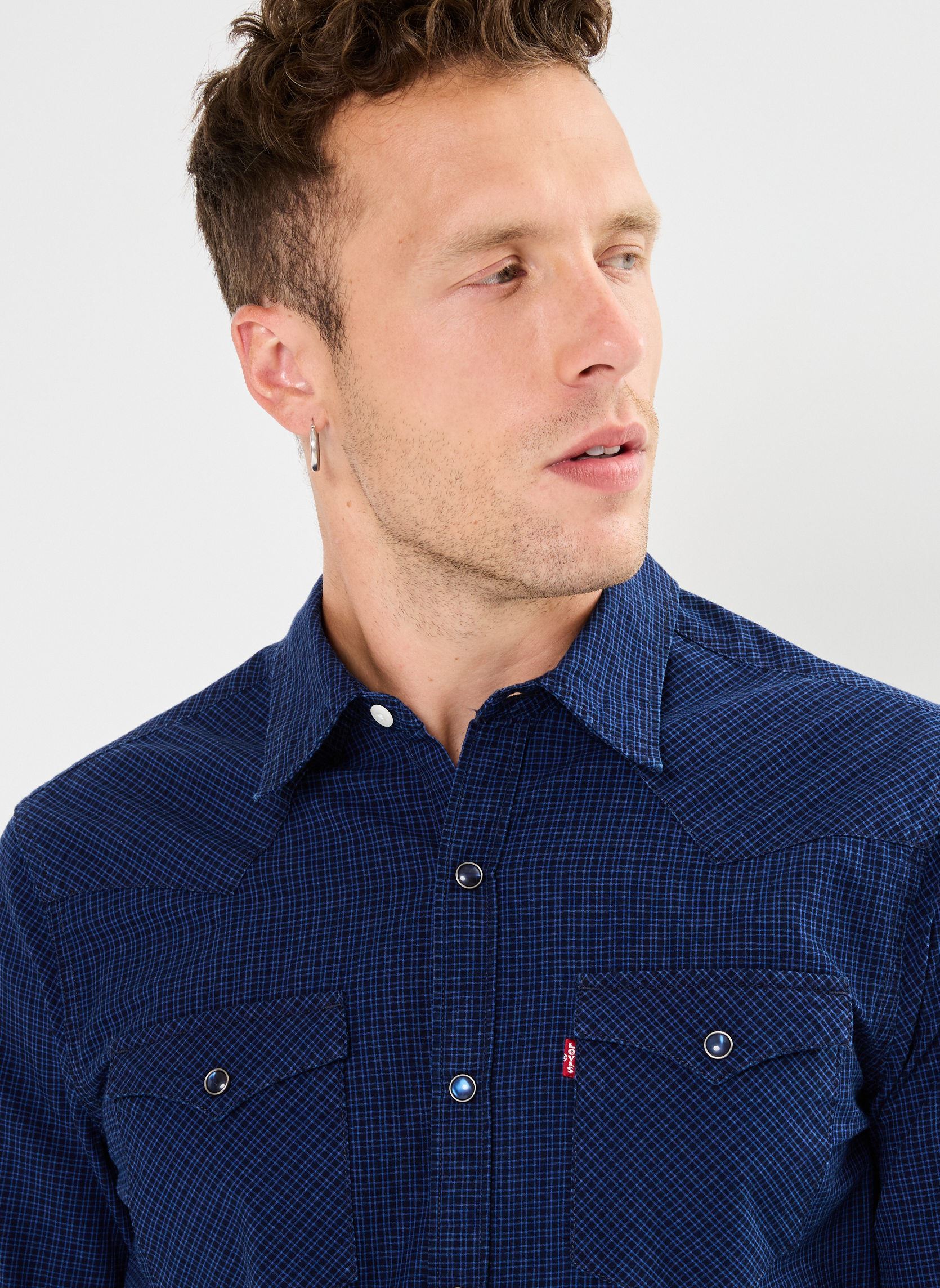Chemises BARSTOW WESTERN STANDARD homme bleu Levi's Chemises BARSTOW WESTERN STANDARD homme bleu INDIGO MICRO PLAID
