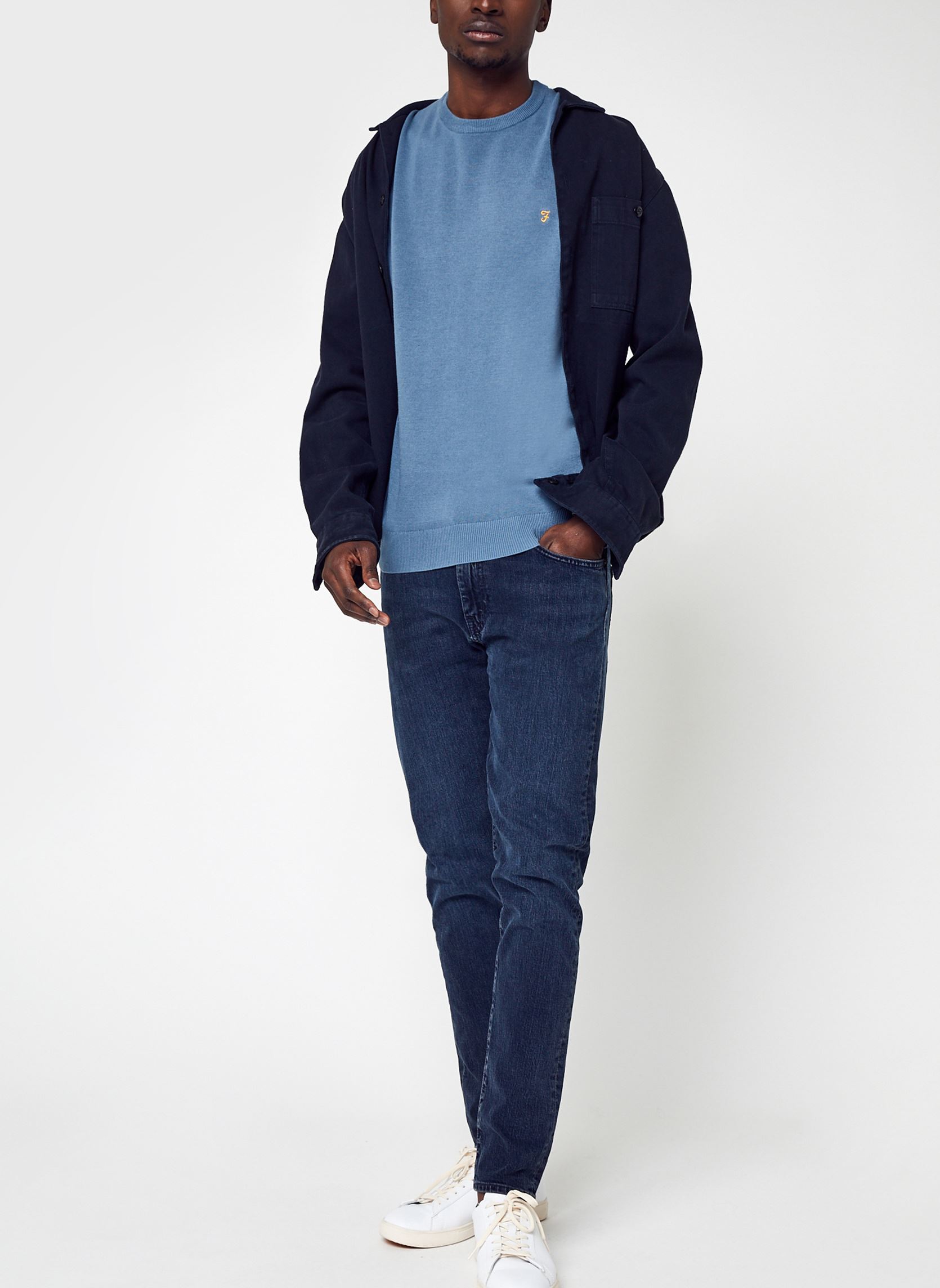 Sweats Mullen Cotton Sweater homme bleu Farah Sweats Mullen Cotton Sweater homme bleu 471 Saxe