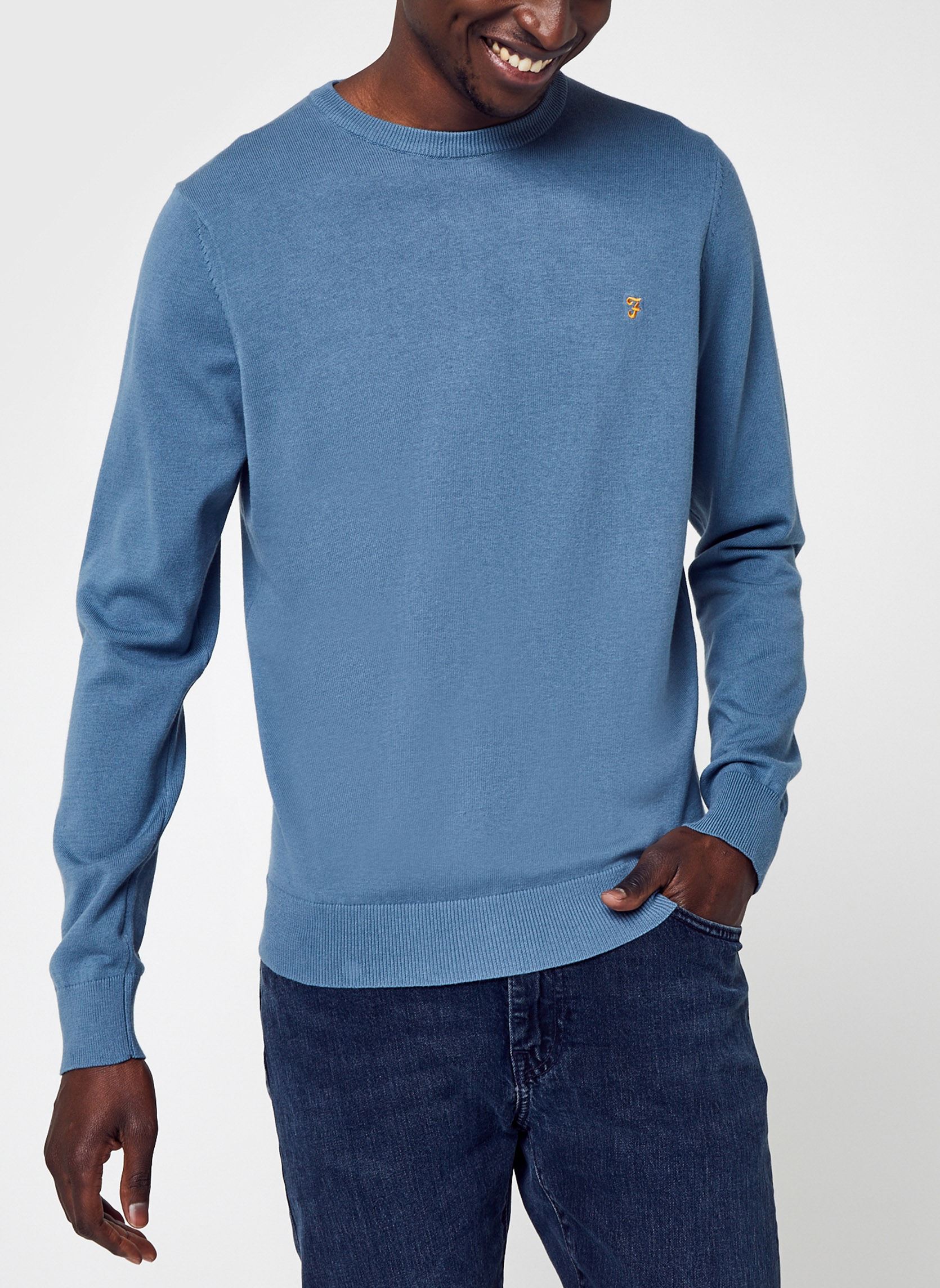 Sweats Mullen Cotton Sweater homme bleu Farah Sweats Mullen Cotton Sweater homme bleu 471 Saxe