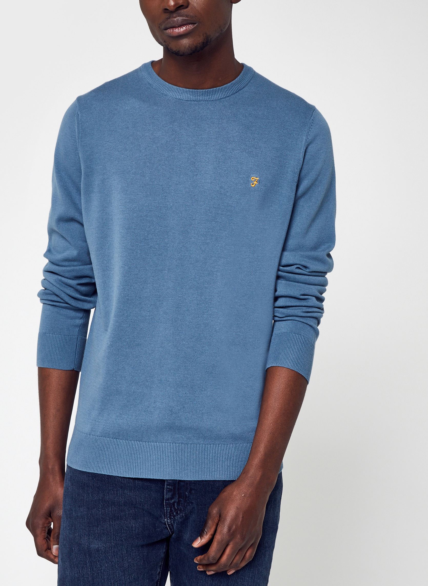 Sweats Mullen Cotton Sweater homme bleu Farah Sweats Mullen Cotton Sweater homme bleu 471 Saxe