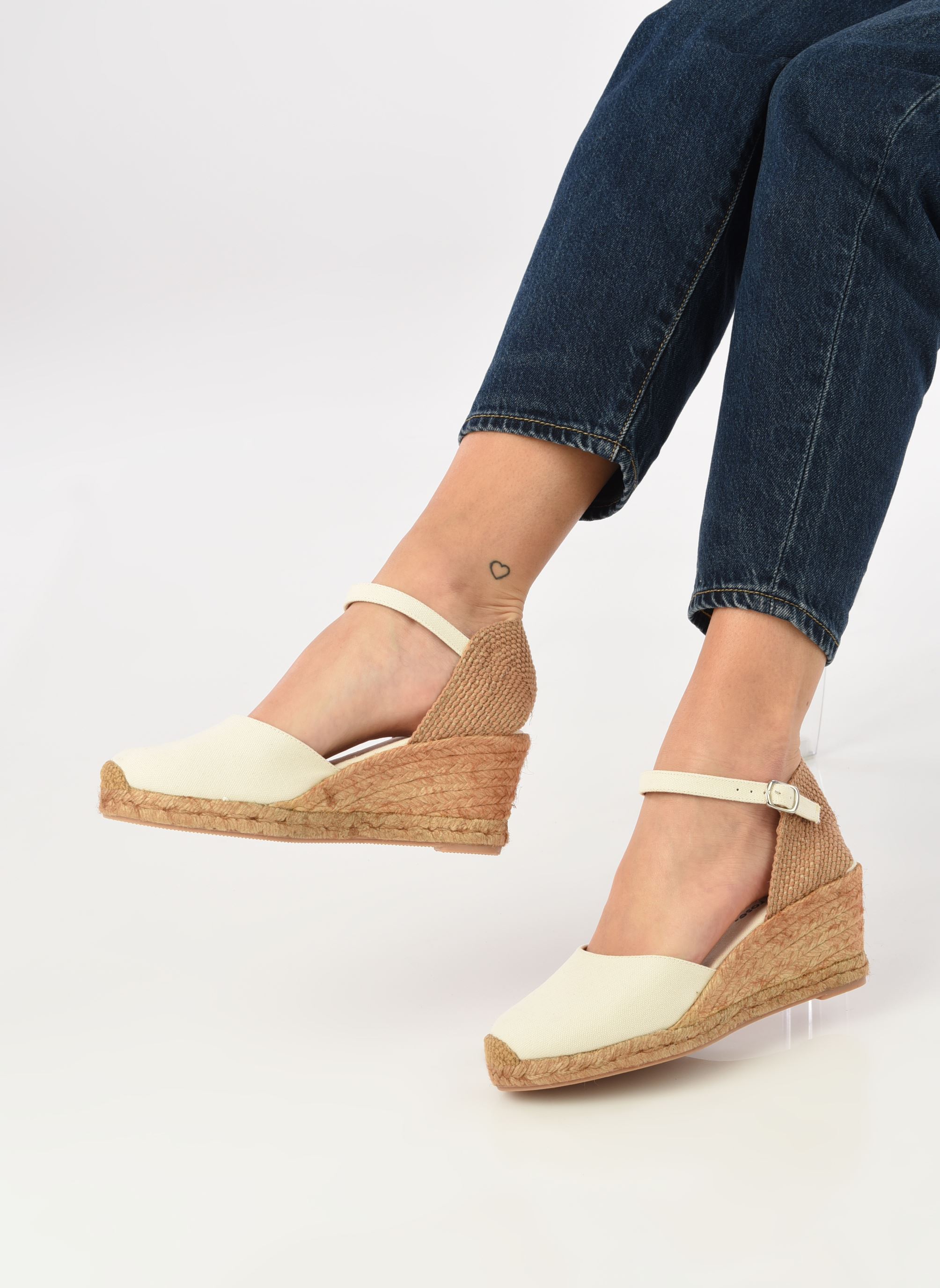 Espadrilles met sleehak en plateau Ipono dames beige Georgia Rose Espadrilles met sleehak en plateau Ipono dames beige Textile ecru