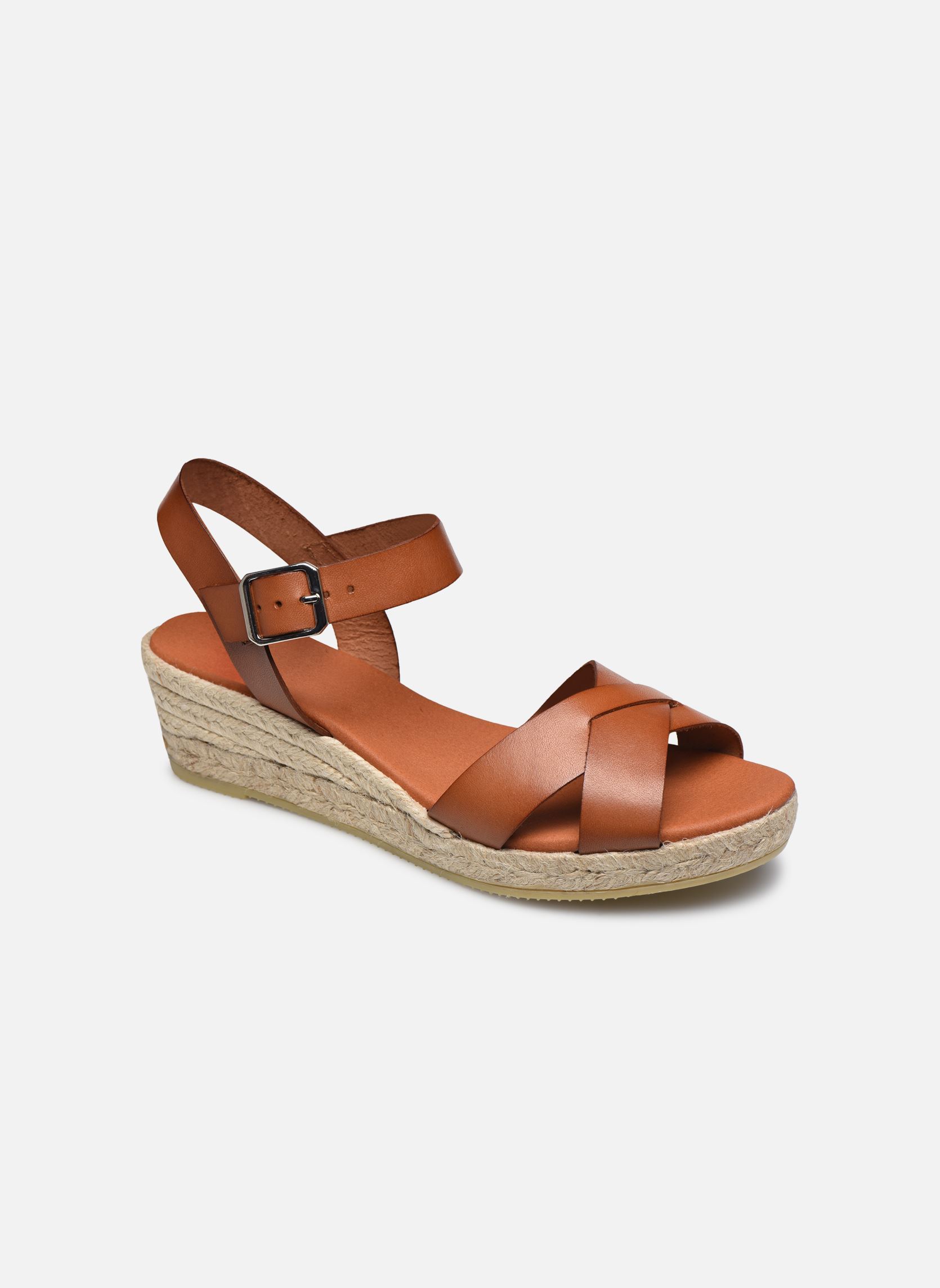 Espadrilles compensées et plateformes Ifona femme marron Georgia Rose Espadrilles compensées et plateformes Ifona femme marron Cuir Lisse Cognac