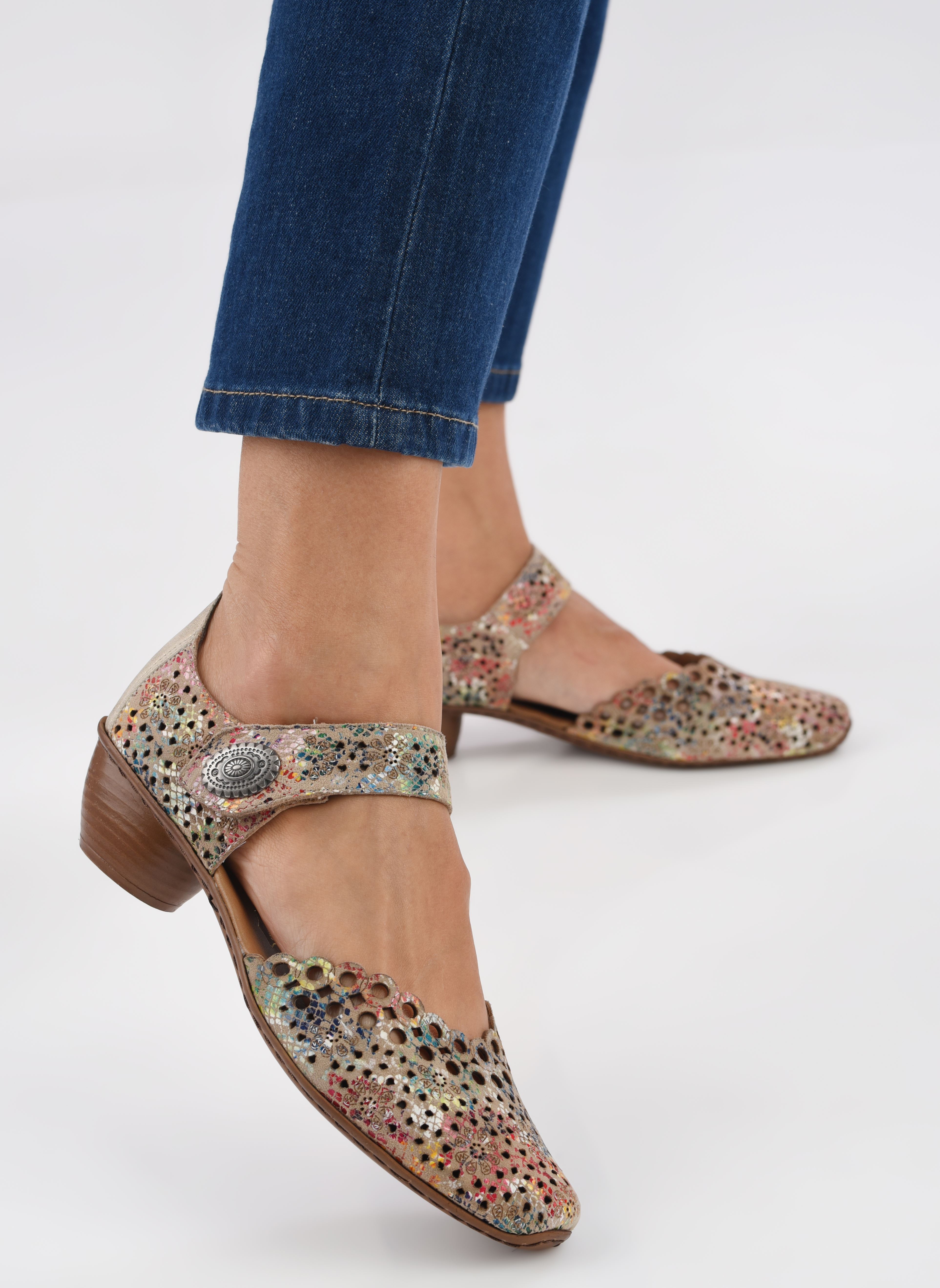 Escarpins à brides India femme multicolore Rieker Escarpins à brides India femme multicolore BEIGE-MULTI/MUSCHEL