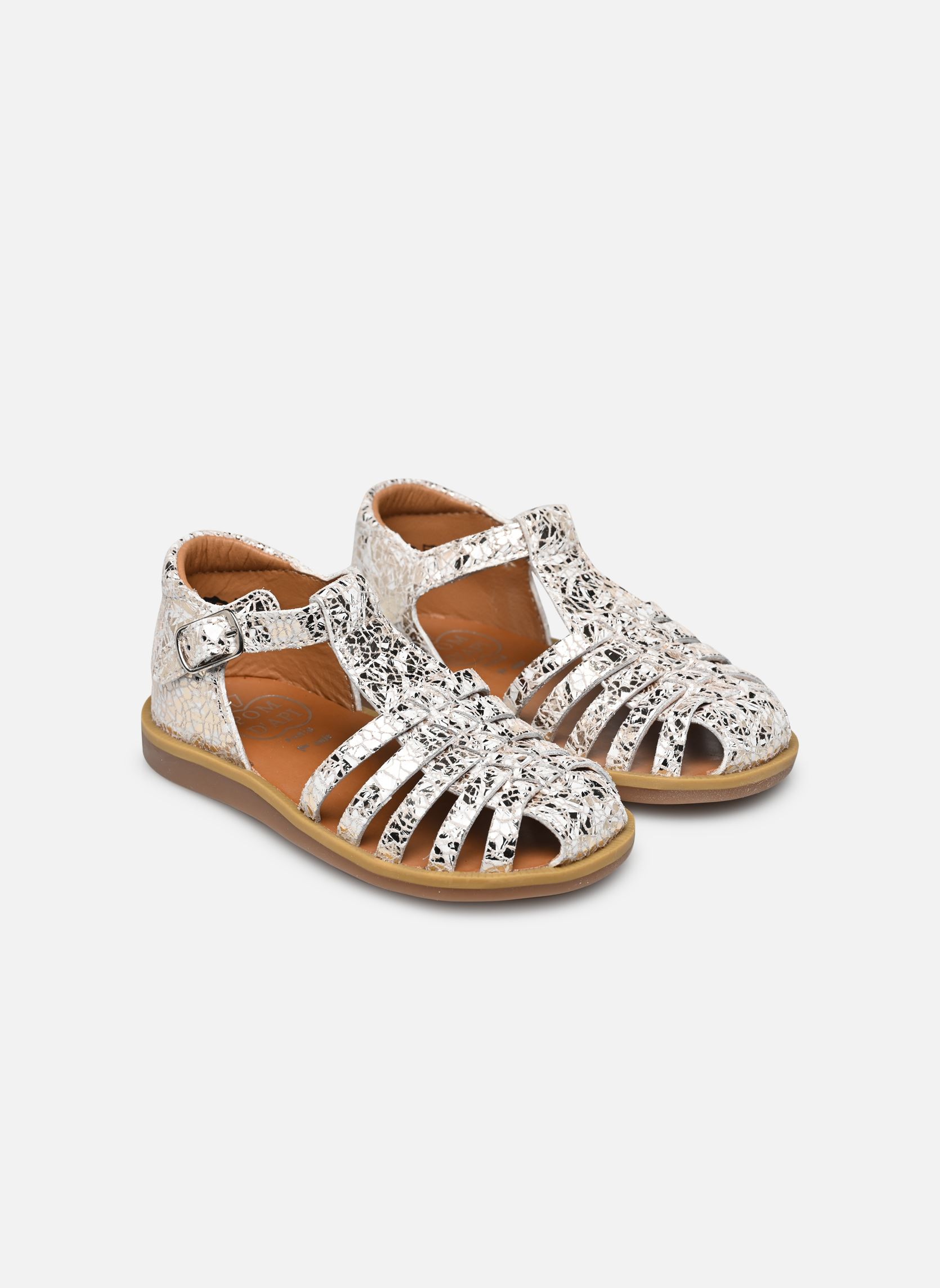 Sandalen Poppy Pitti mädchen silber Pom d Api Sandalen Poppy Pitti mädchen silber BLANC