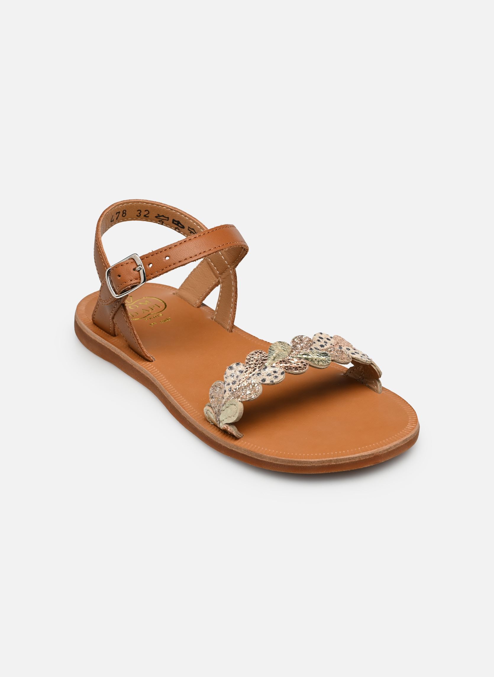 Sandalen Plagette Ferns mädchen braun Pom d Api Sandalen Plagette Ferns mädchen braun CUERO