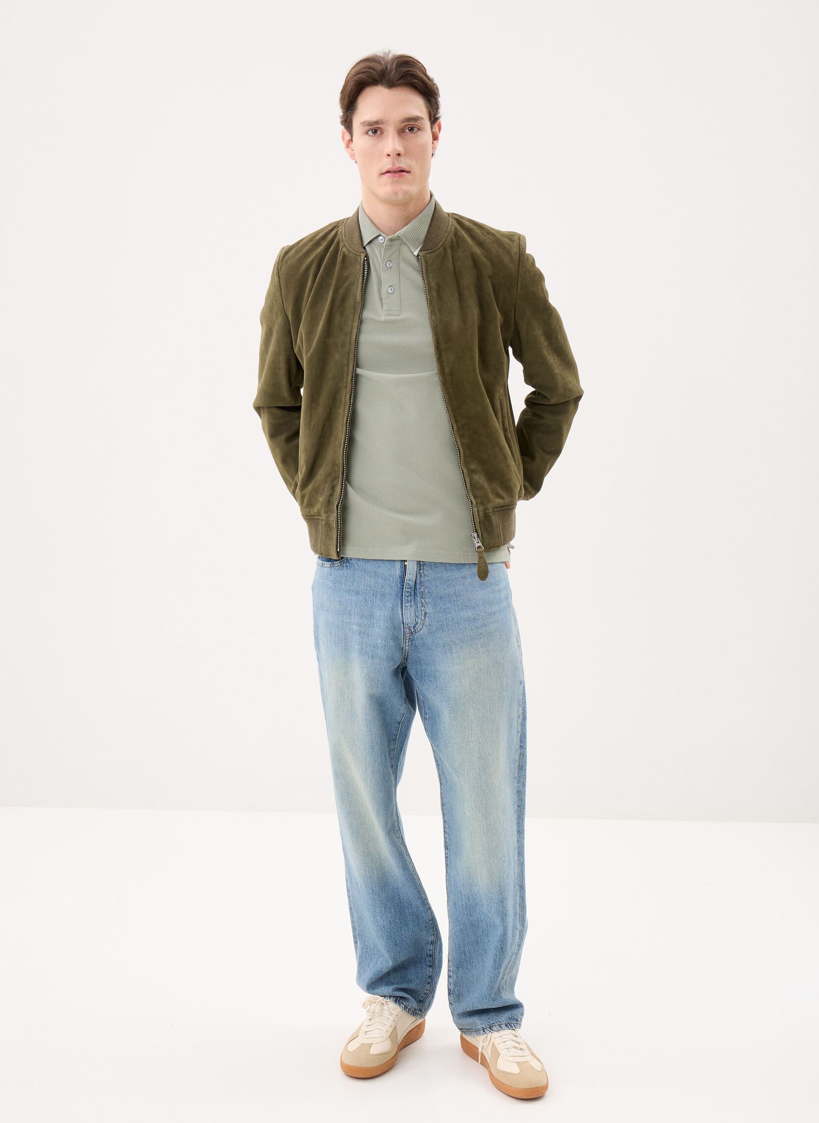 Vestes Bomber Casual Suede-LC300 homme vert Schott Vestes Bomber Casual Suede-LC300 homme vert KAKI
