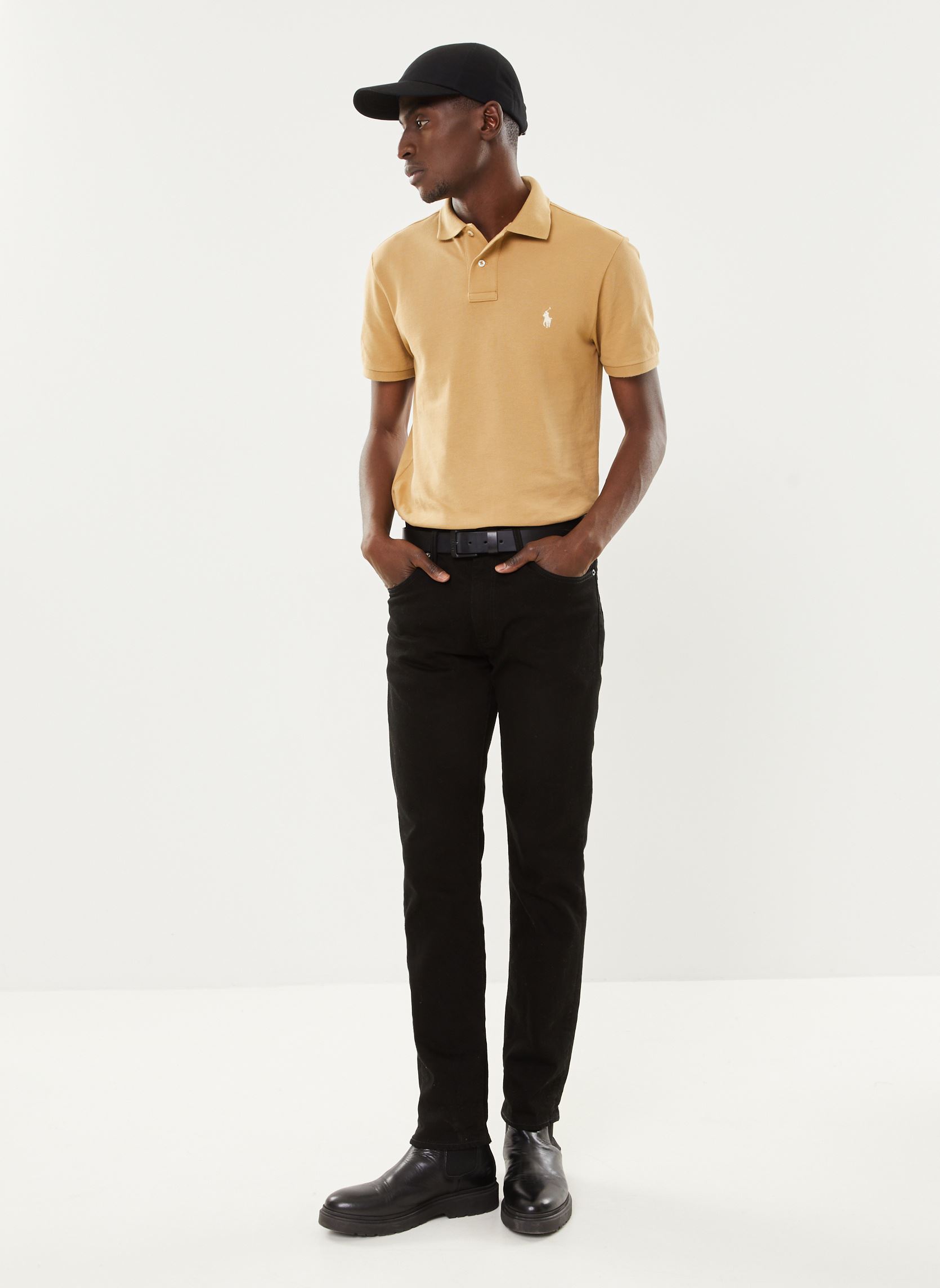 Polos Polo cintré en coton piqué 710536856 homme beige Polo Ralph Lauren Polos Polo cintré en coton piqué 710536856 homme beige CAFE TANC8176