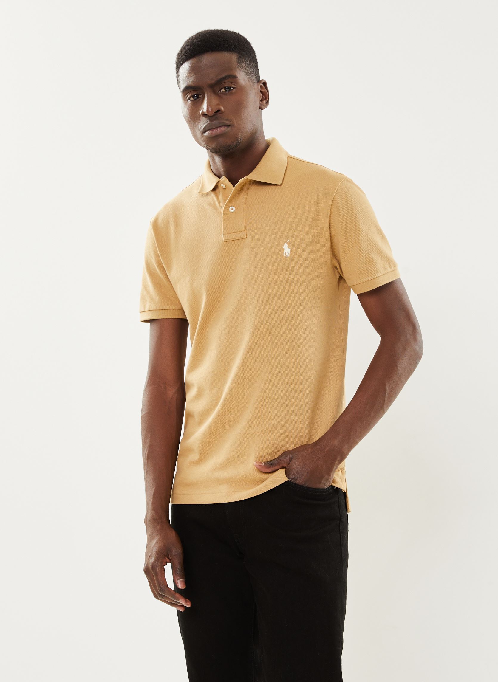 Polos Polo cintré en coton piqué 710536856 homme beige Polo Ralph Lauren Polos Polo cintré en coton piqué 710536856 homme beige CAFE TANC8176