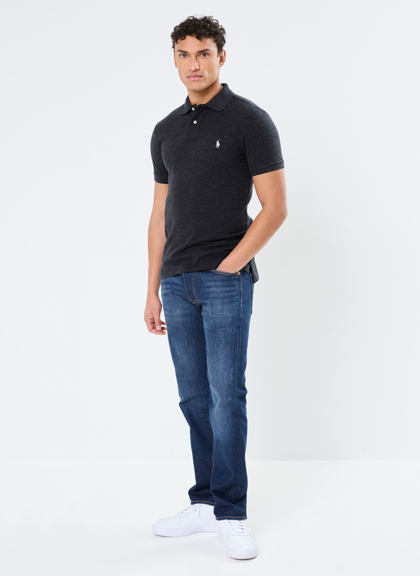 Polos Polo cintré en coton piqué 710536856 homme noir Polo Ralph Lauren Polos Polo cintré en coton piqué 710536856 homme noir BLACK MARL HEATHER