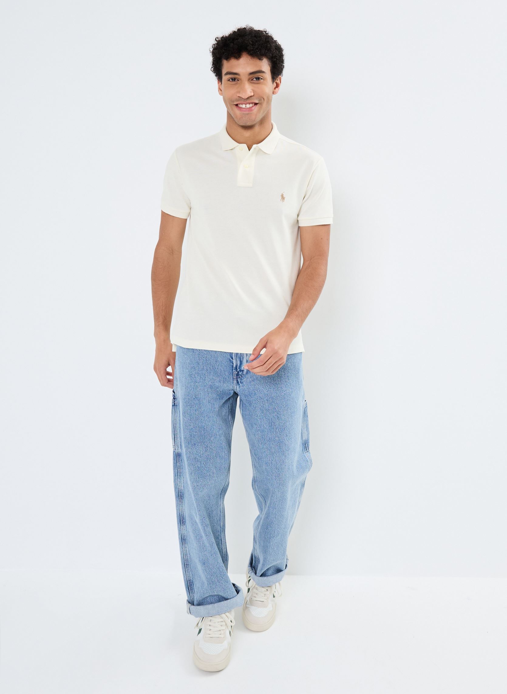Polos Polo cintré en coton piqué 710536856 homme blanc Polo Ralph Lauren Polos Polo cintré en coton piqué 710536856 homme blanc PARCHMENT CREAM/C8634