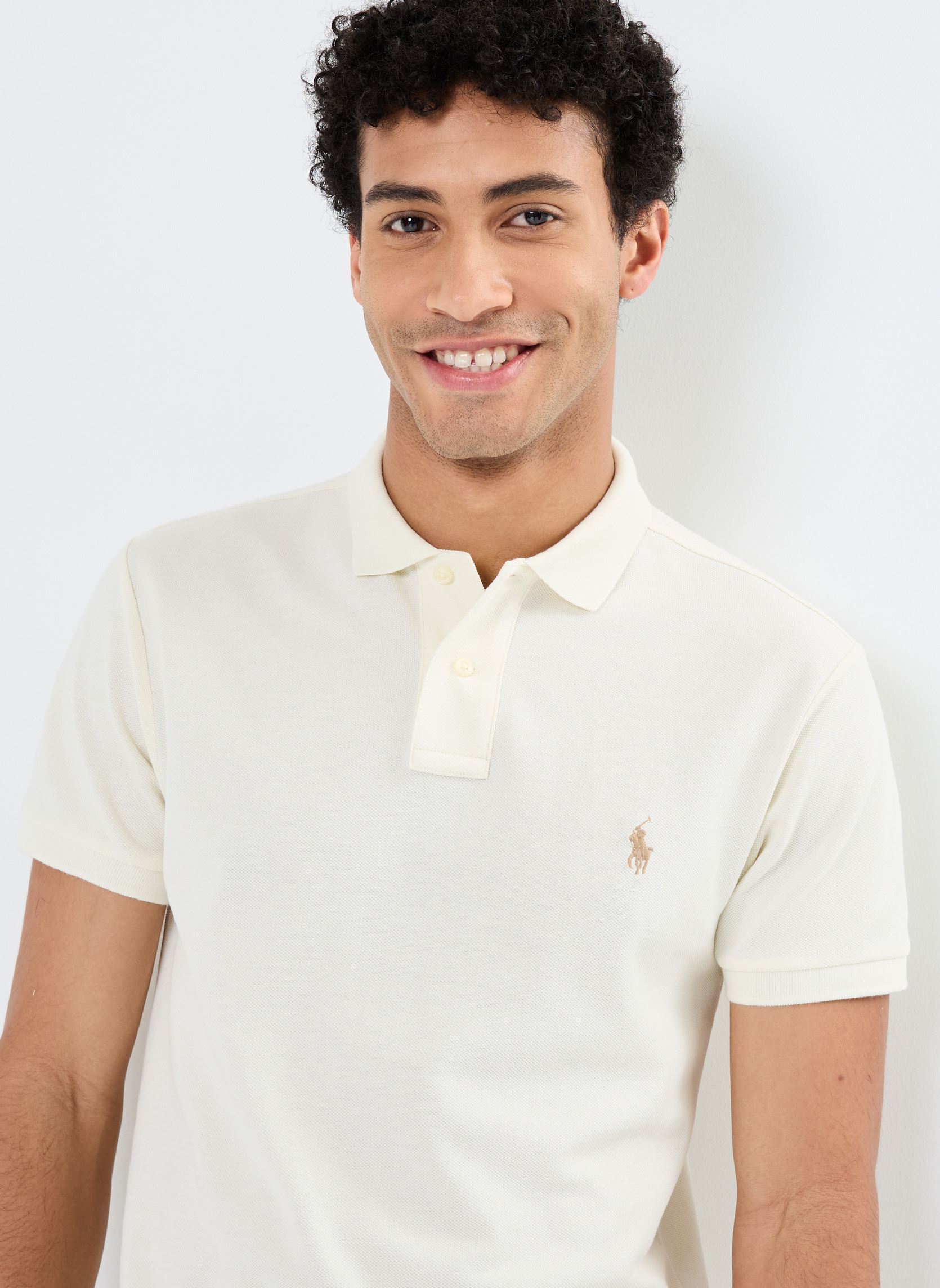 Polos Polo cintré en coton piqué 710536856 homme blanc Polo Ralph Lauren Polos Polo cintré en coton piqué 710536856 homme blanc PARCHMENT CREAM/C8634