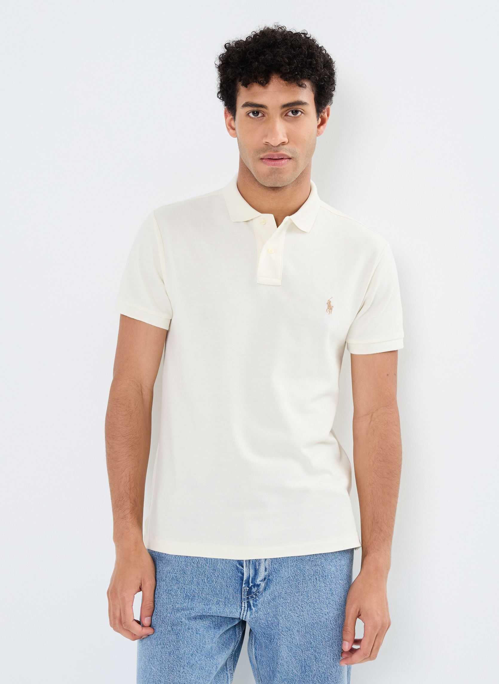Polos Polo cintré en coton piqué 710536856 homme blanc Polo Ralph Lauren Polos Polo cintré en coton piqué 710536856 homme blanc PARCHMENT CREAM/C8634