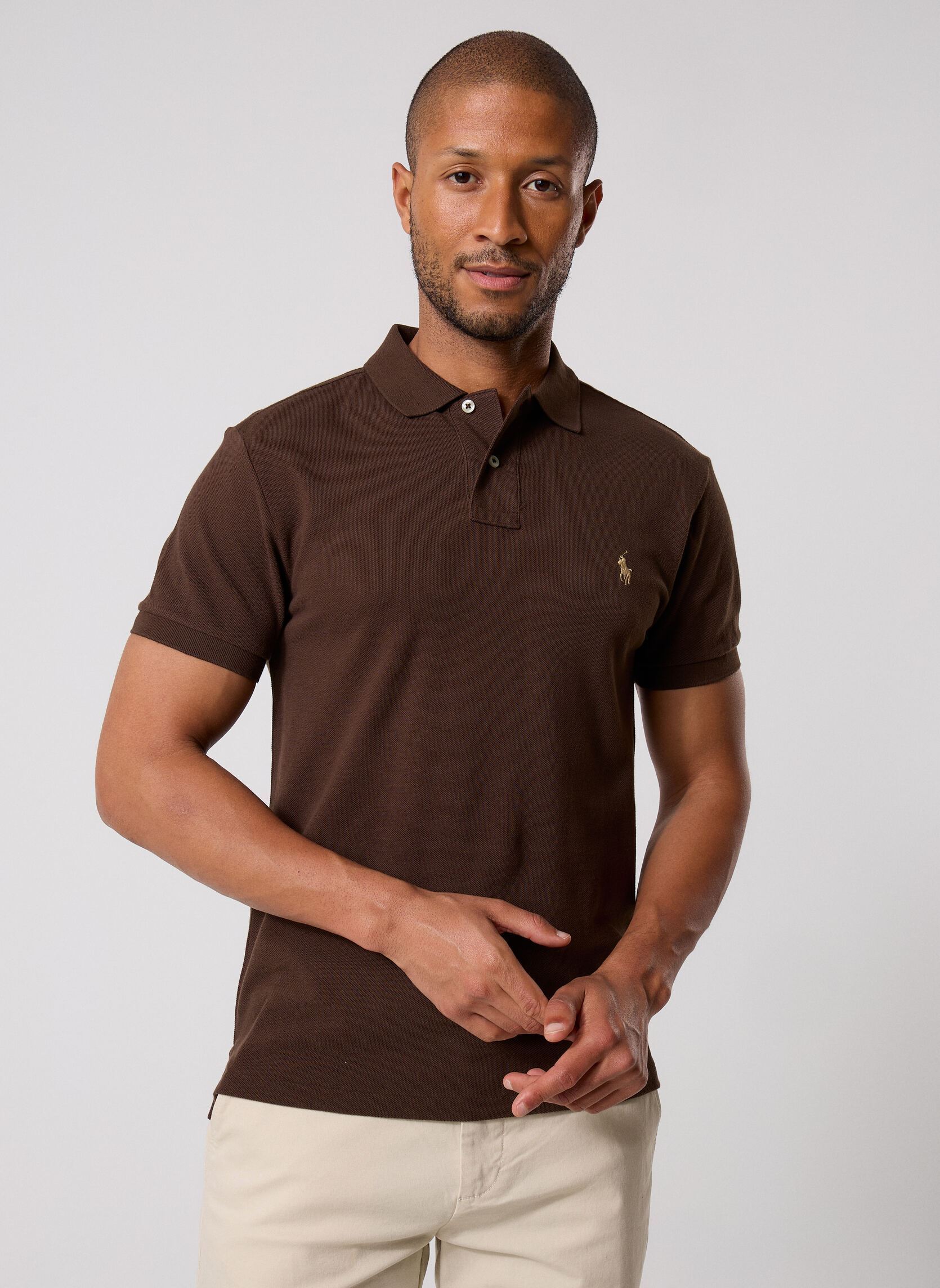 Vêtements Polo Ralph Lauren Polo cintré en coton piqué 710536856 pour Homme