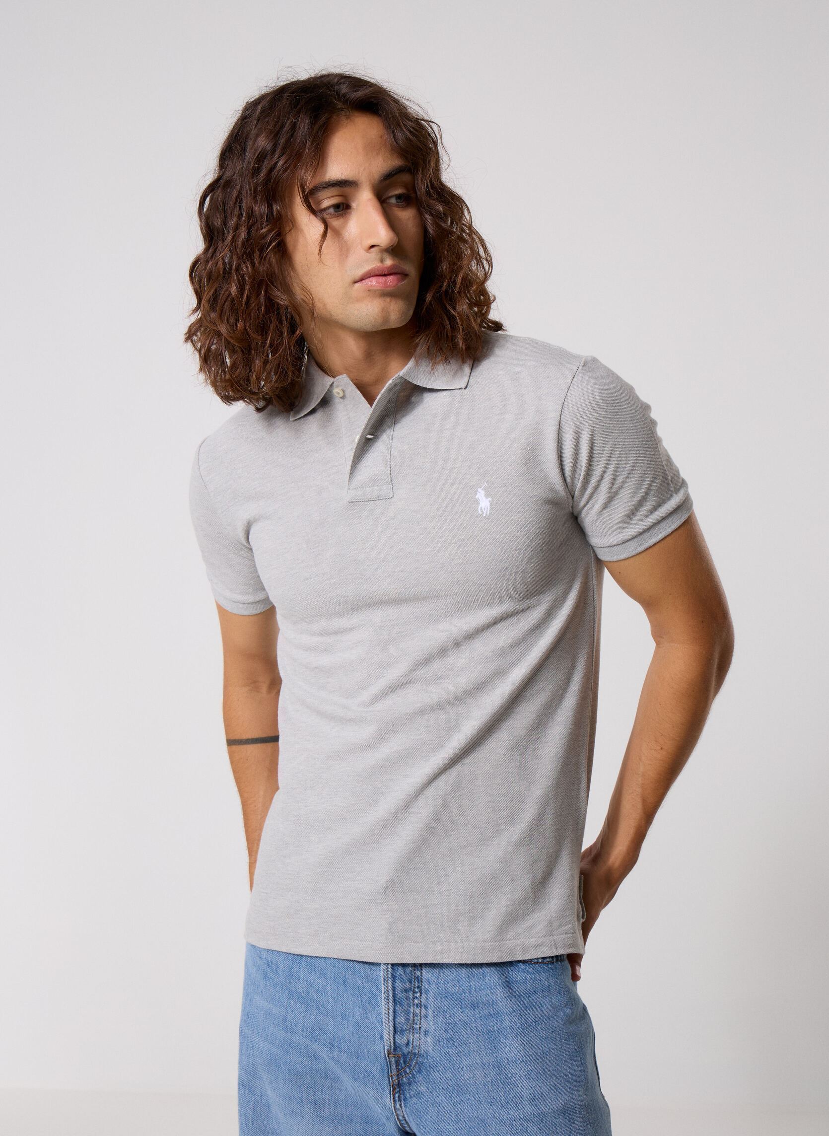 Poloshirts Polo cintré en coton piqué 710536856 herren grau Polo Ralph Lauren Poloshirts Polo cintré en coton piqué 710536856 herren grau SPRING HEATHER/C1730