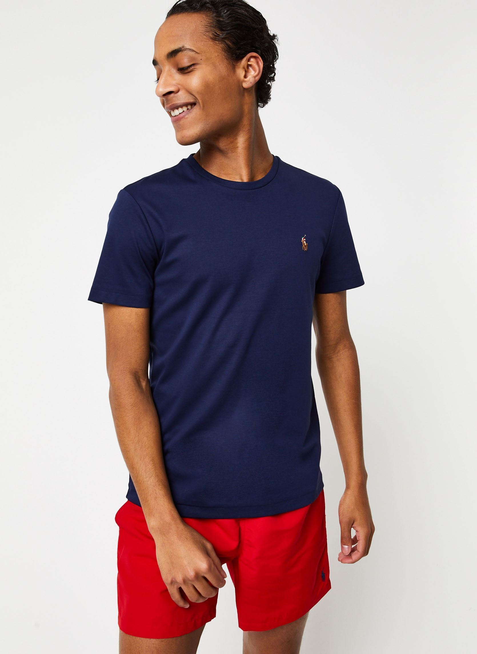 Tee-shirts T-Shirt Coupe Ajustée En Coton Doux 7107 homme bleu Polo Ralph Lauren Tee-shirts T-Shirt Coupe Ajustée En Coton Doux 7107 homme bleu French Navy