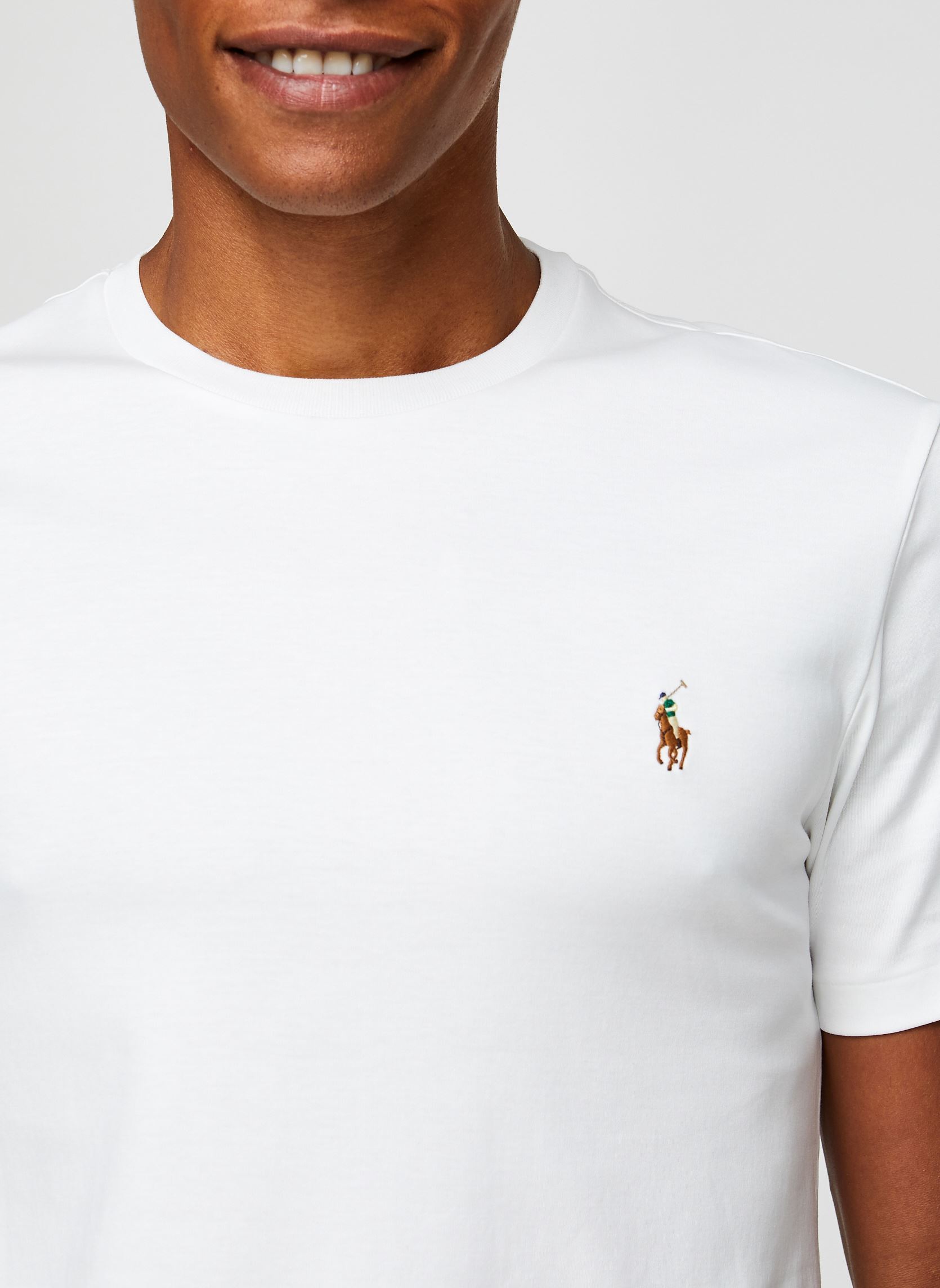 Tee-shirts T-Shirt Coupe Ajustée En Coton Doux 7107 homme blanc Polo Ralph Lauren Tee-shirts T-Shirt Coupe Ajustée En Coton Doux 7107 homme blanc White