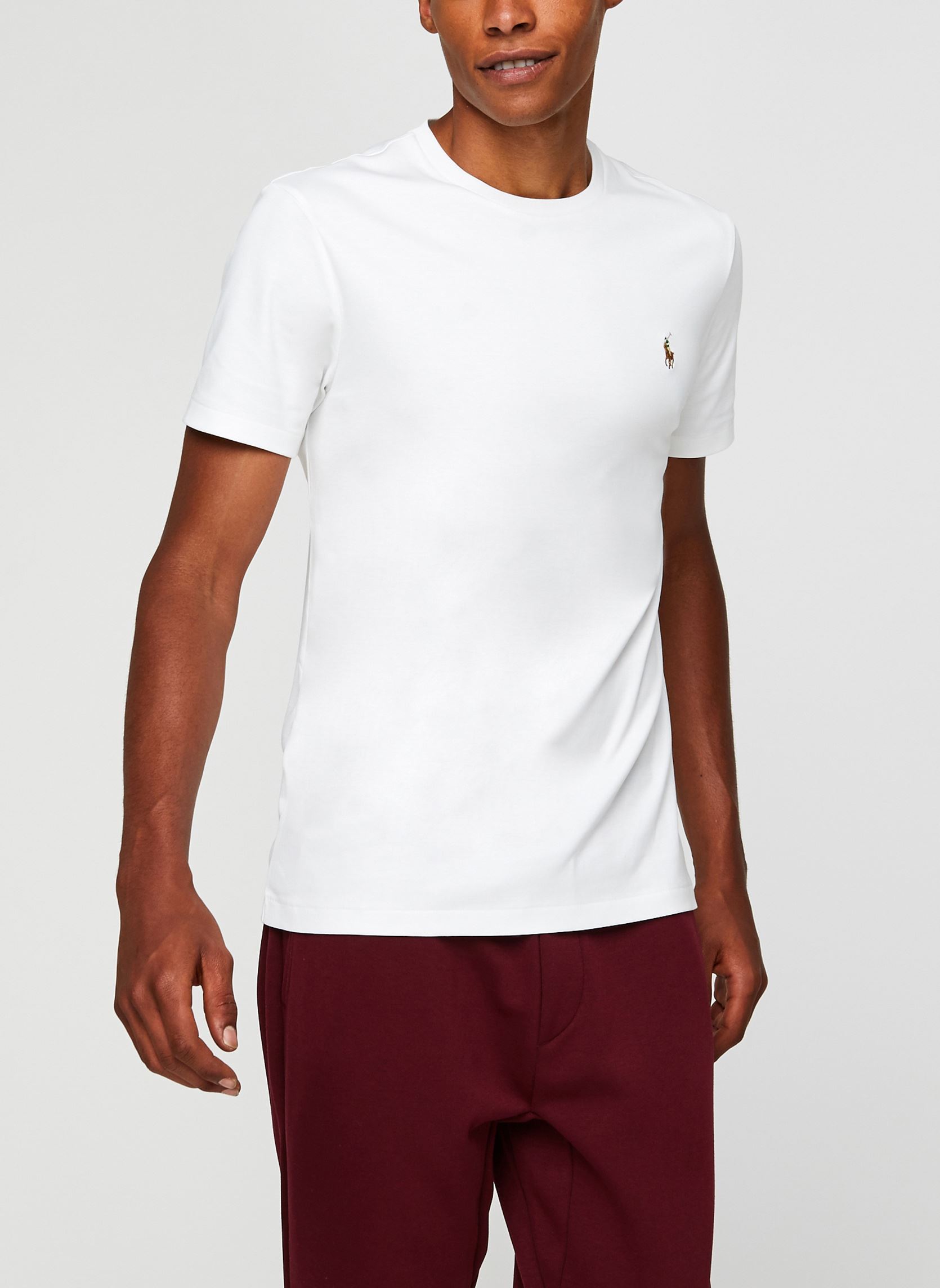Tee-shirts T-Shirt Coupe Ajustée En Coton Doux 7107 homme blanc Polo Ralph Lauren Tee-shirts T-Shirt Coupe Ajustée En Coton Doux 7107 homme blanc White