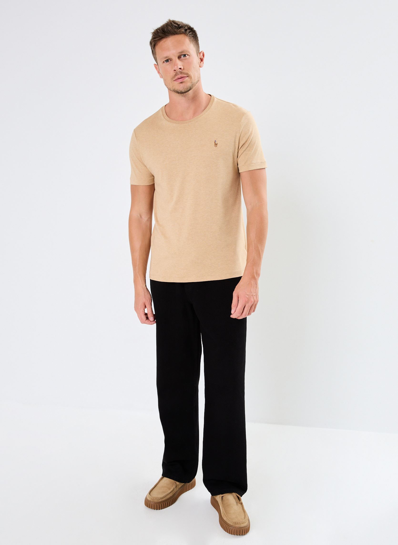 Tee-shirts T-Shirt Coupe Ajustée En Coton Doux 7107 homme beige Polo Ralph Lauren Tee-shirts T-Shirt Coupe Ajustée En Coton Doux 7107 homme beige CLASSIC CAMEL HEATHER