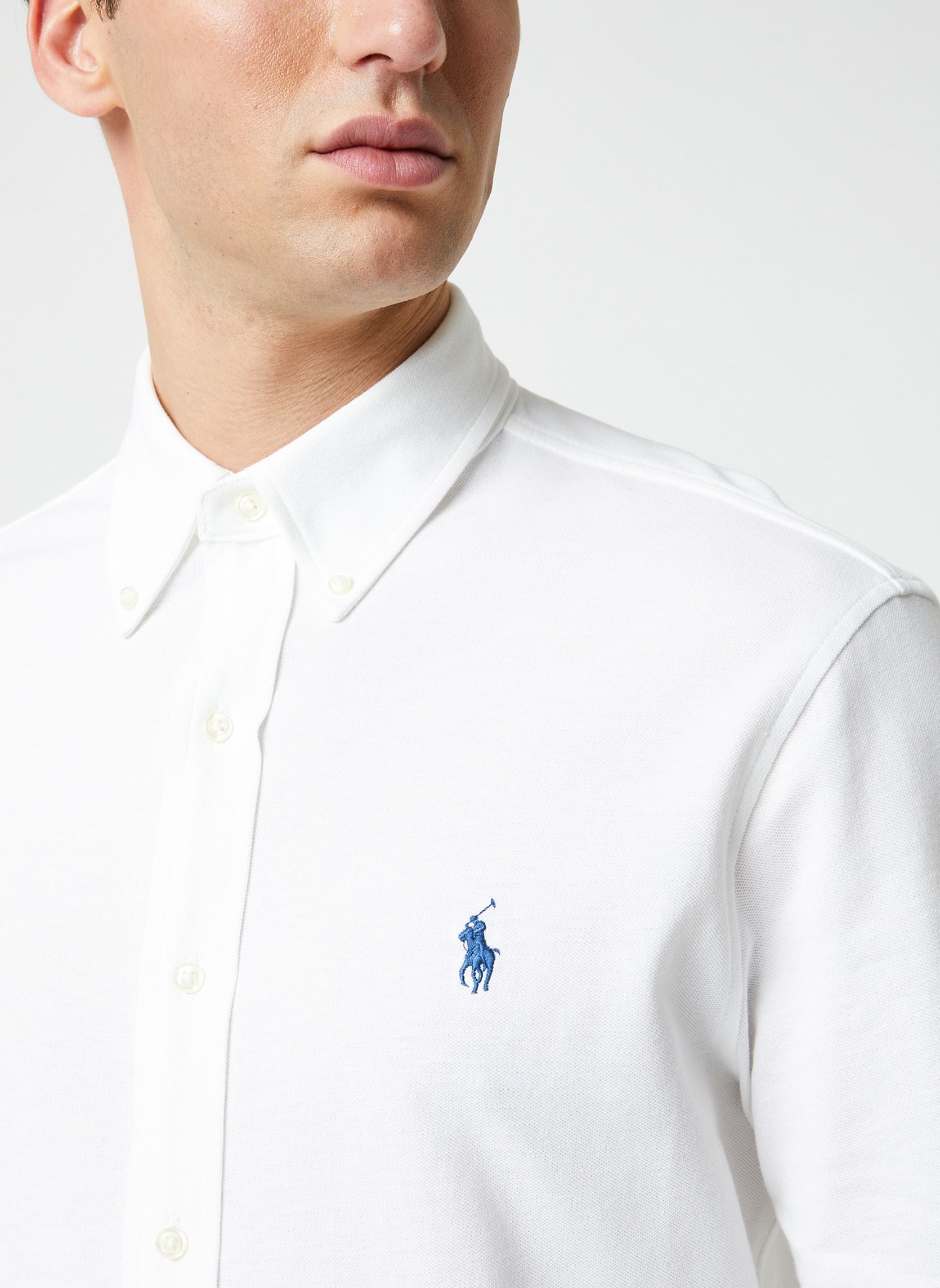 Hemden Chemise ultra-légère en coton piqué heren wit Polo Ralph Lauren Hemden Chemise ultra-légère en coton piqué heren wit WHITE