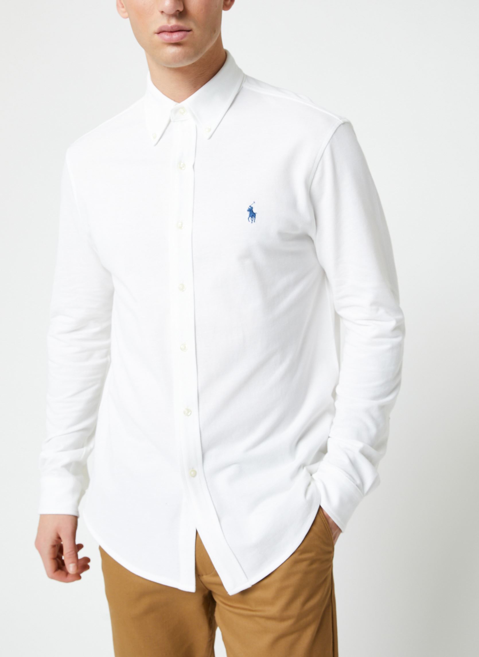 Hemden Chemise ultra-légère en coton piqué heren wit Polo Ralph Lauren Hemden Chemise ultra-légère en coton piqué heren wit WHITE