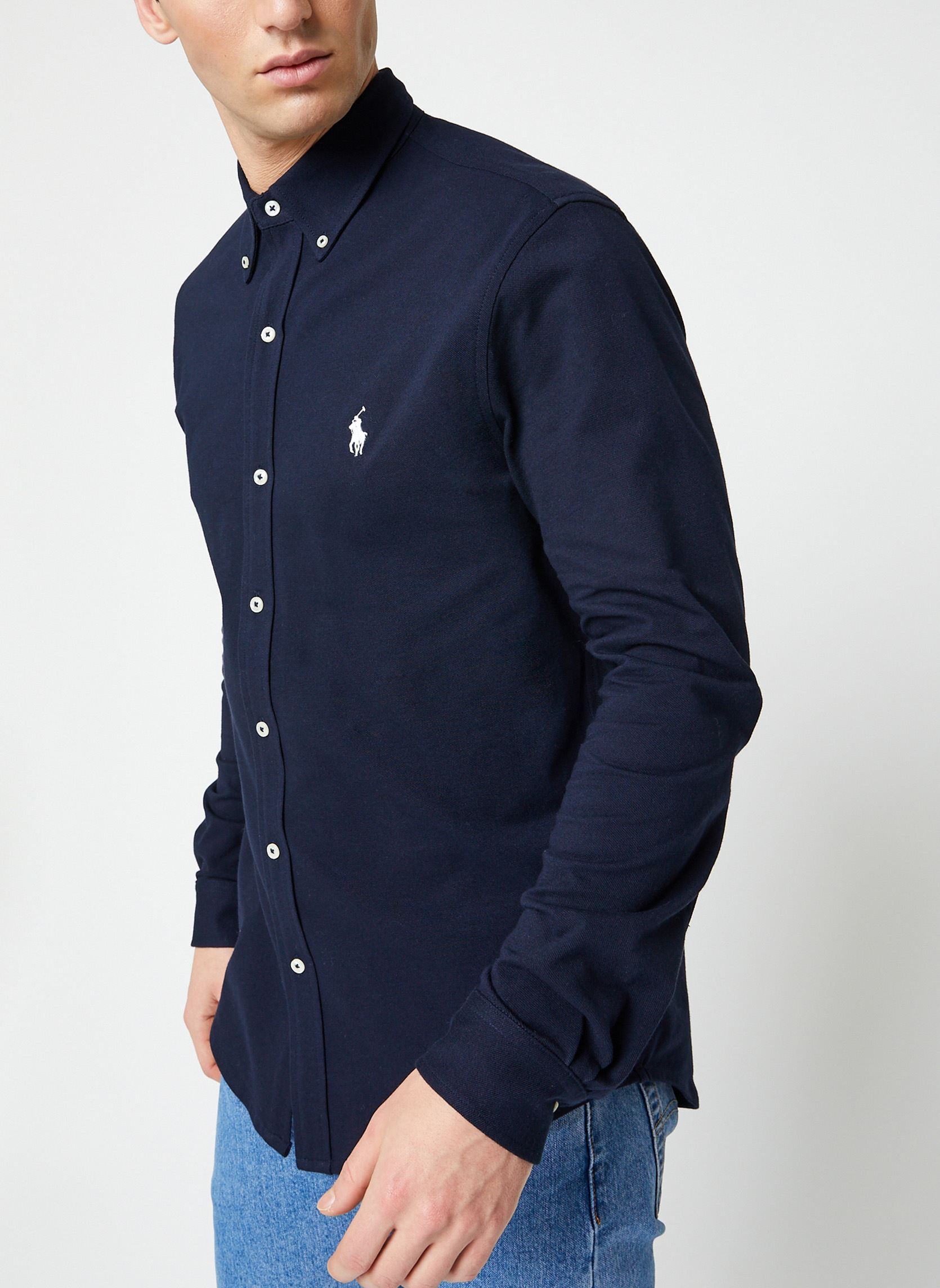 Chemises Chemise ultra-légère en coton piqué homme bleu Polo Ralph Lauren Chemises Chemise ultra-légère en coton piqué homme bleu AVIATOR NAVY
