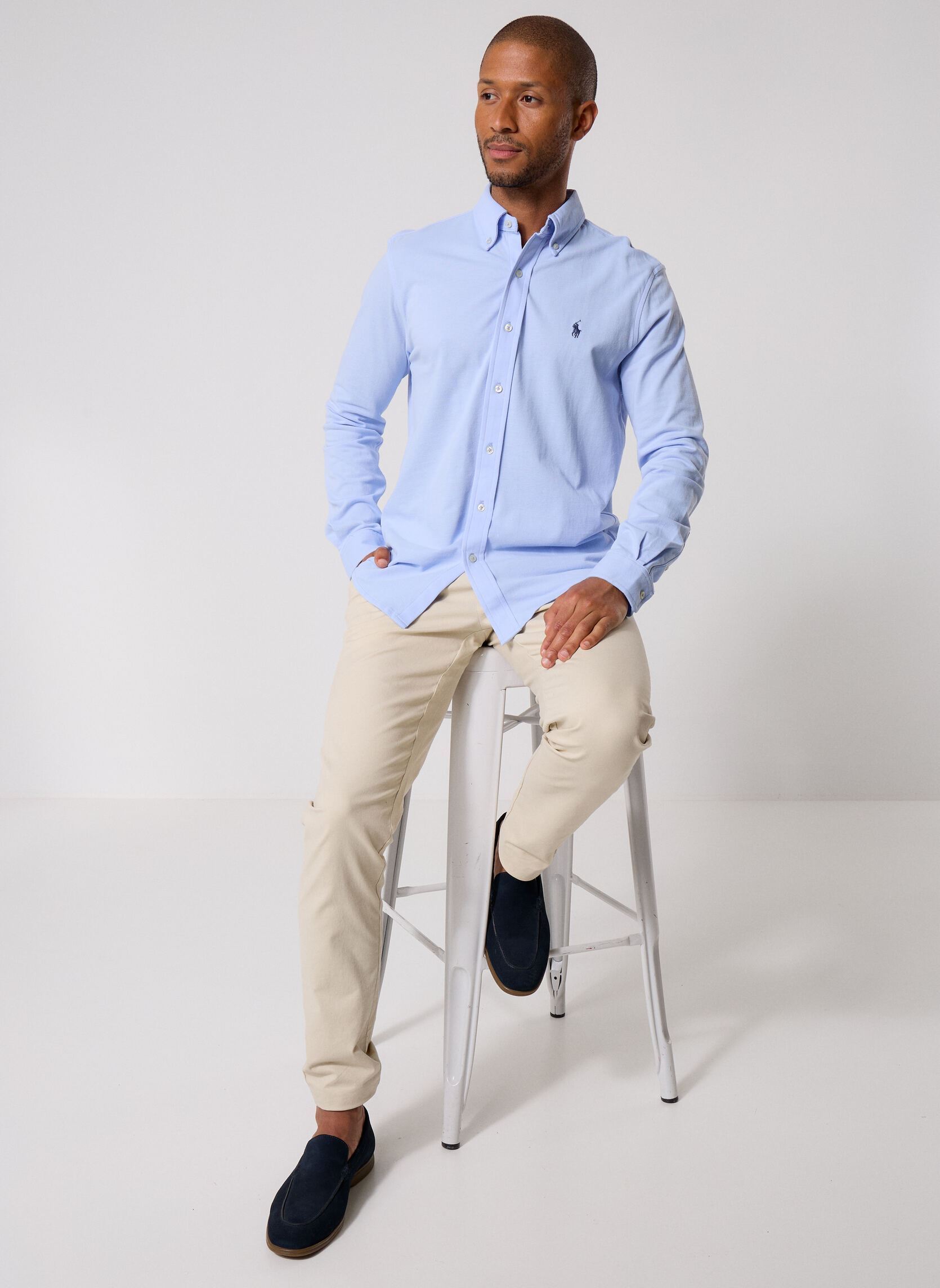 Hemden Chemise ultra-légère en coton piqué herren blau Polo Ralph Lauren Hemden Chemise ultra-légère en coton piqué herren blau PEBBLE BLUE/C7952