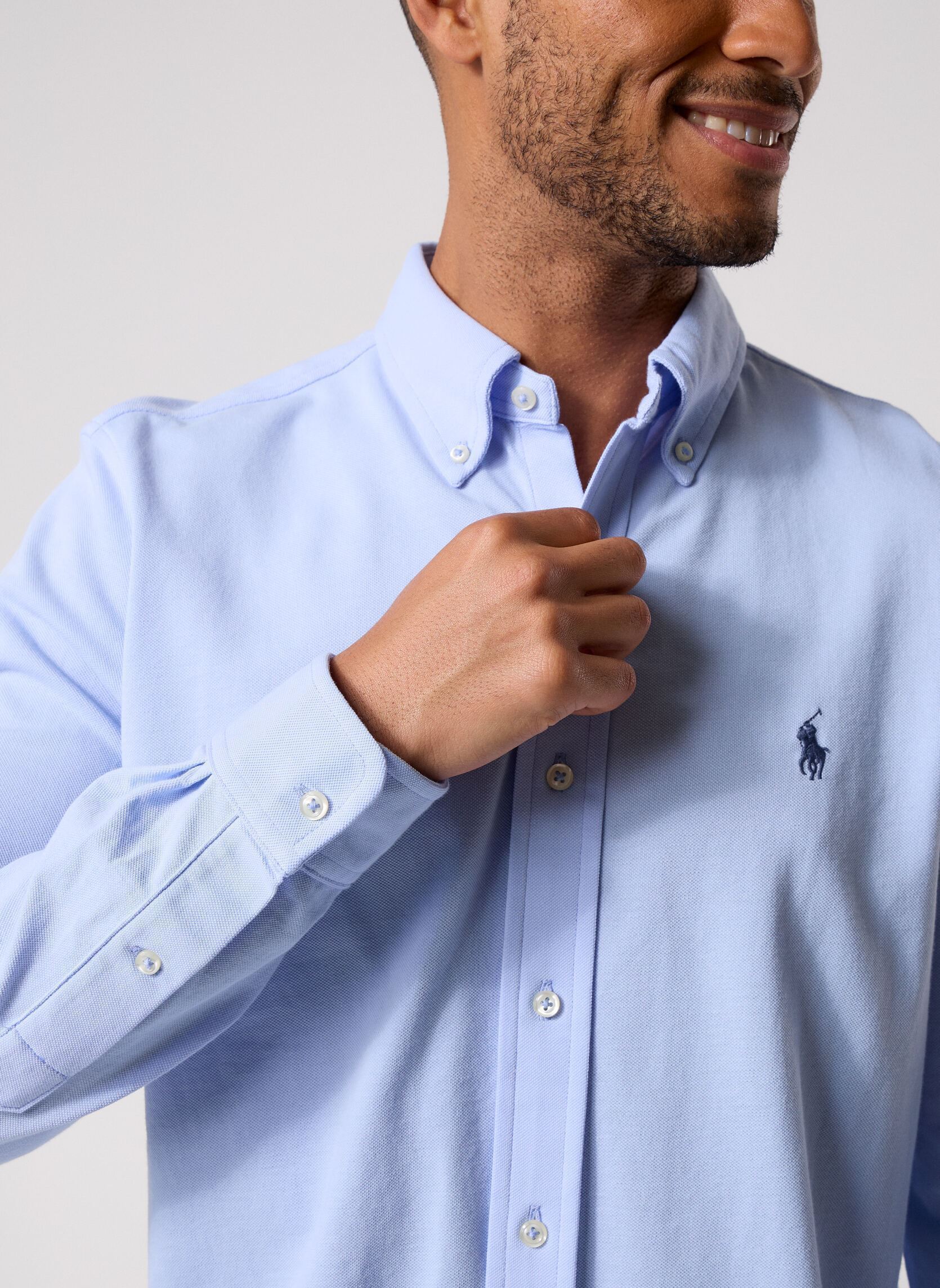 Hemden Chemise ultra-légère en coton piqué herren blau Polo Ralph Lauren Hemden Chemise ultra-légère en coton piqué herren blau PEBBLE BLUE/C7952