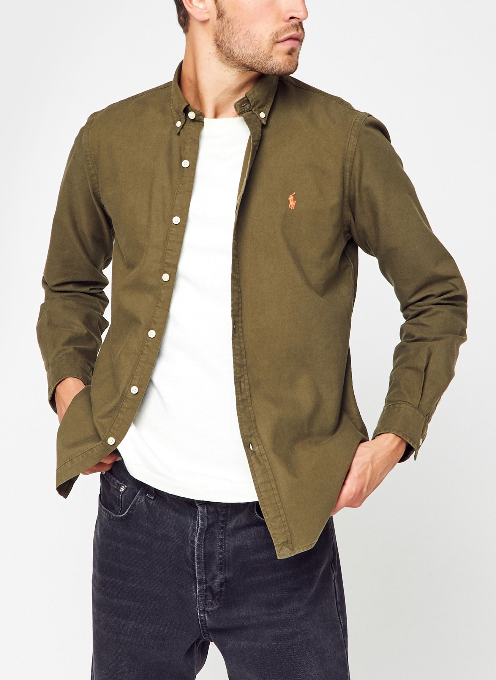 Tee-shirts Chemise Oxford ajustée homme vert Polo Ralph Lauren Tee-shirts Chemise Oxford ajustée homme vert DEFENDER GREEN