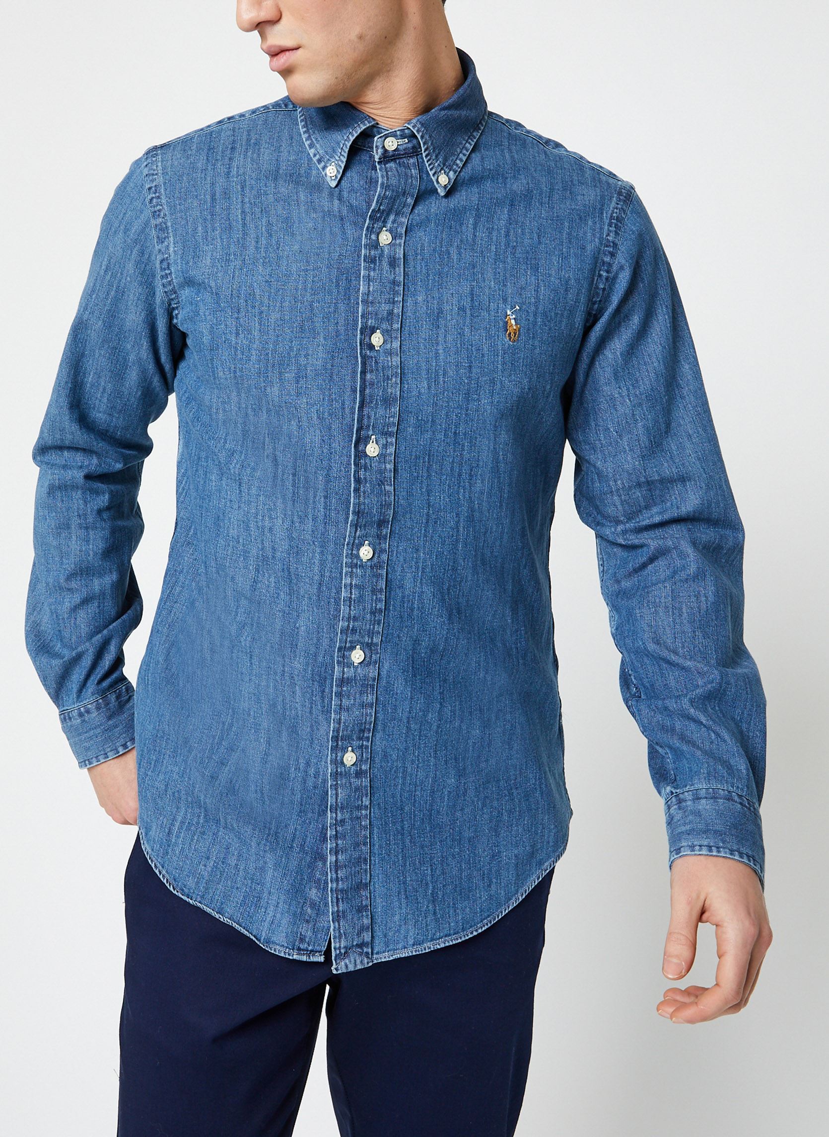 Hemden Chemise denim coupe ajustée heren blauw Polo Ralph Lauren Hemden Chemise denim coupe ajustée heren blauw DENIM