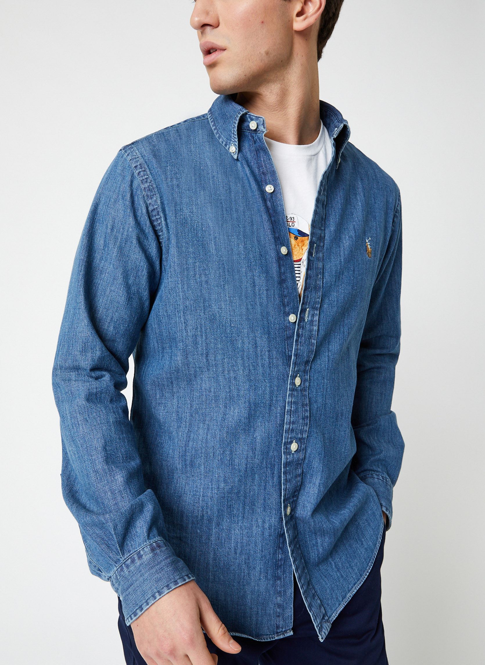 Polo Ralph Lauren Chemises Chemise Denim Coupe Ajust e Homme Bleu 
