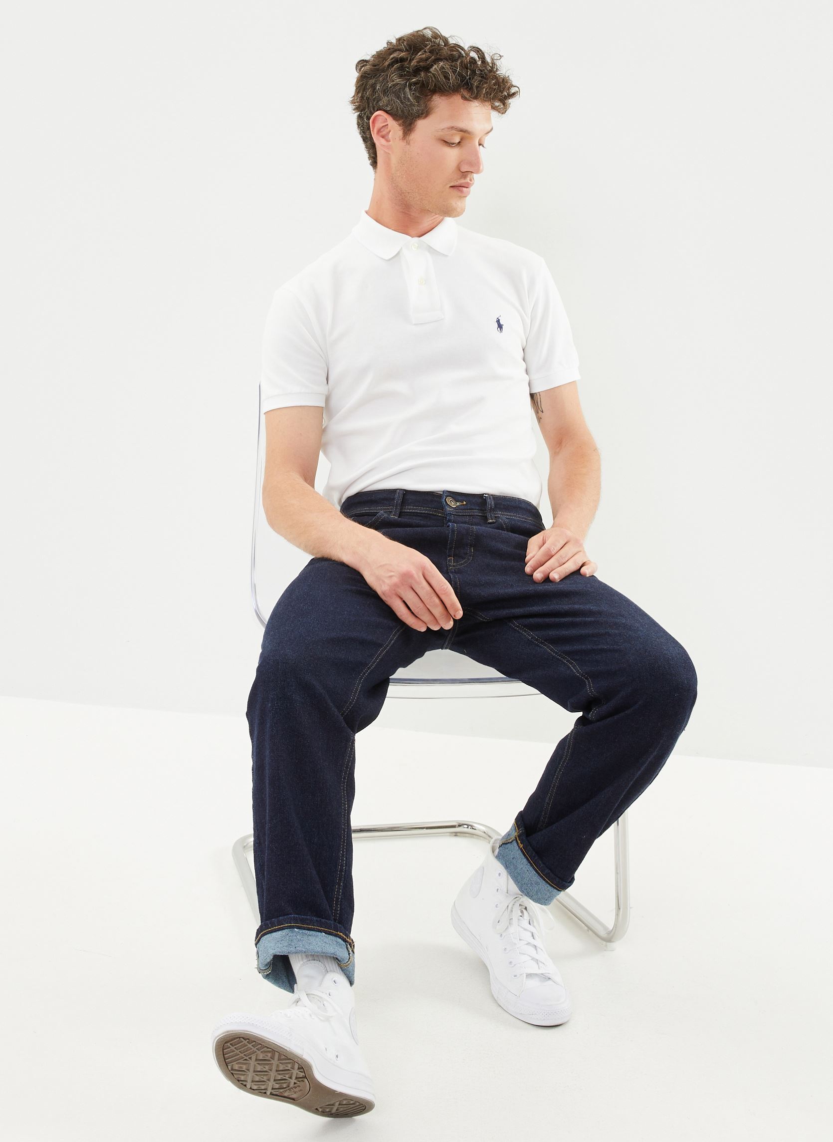 Polos Polo cintré en coton piqué 710548797 homme blanc Polo Ralph Lauren Polos Polo cintré en coton piqué 710548797 homme blanc WHITE