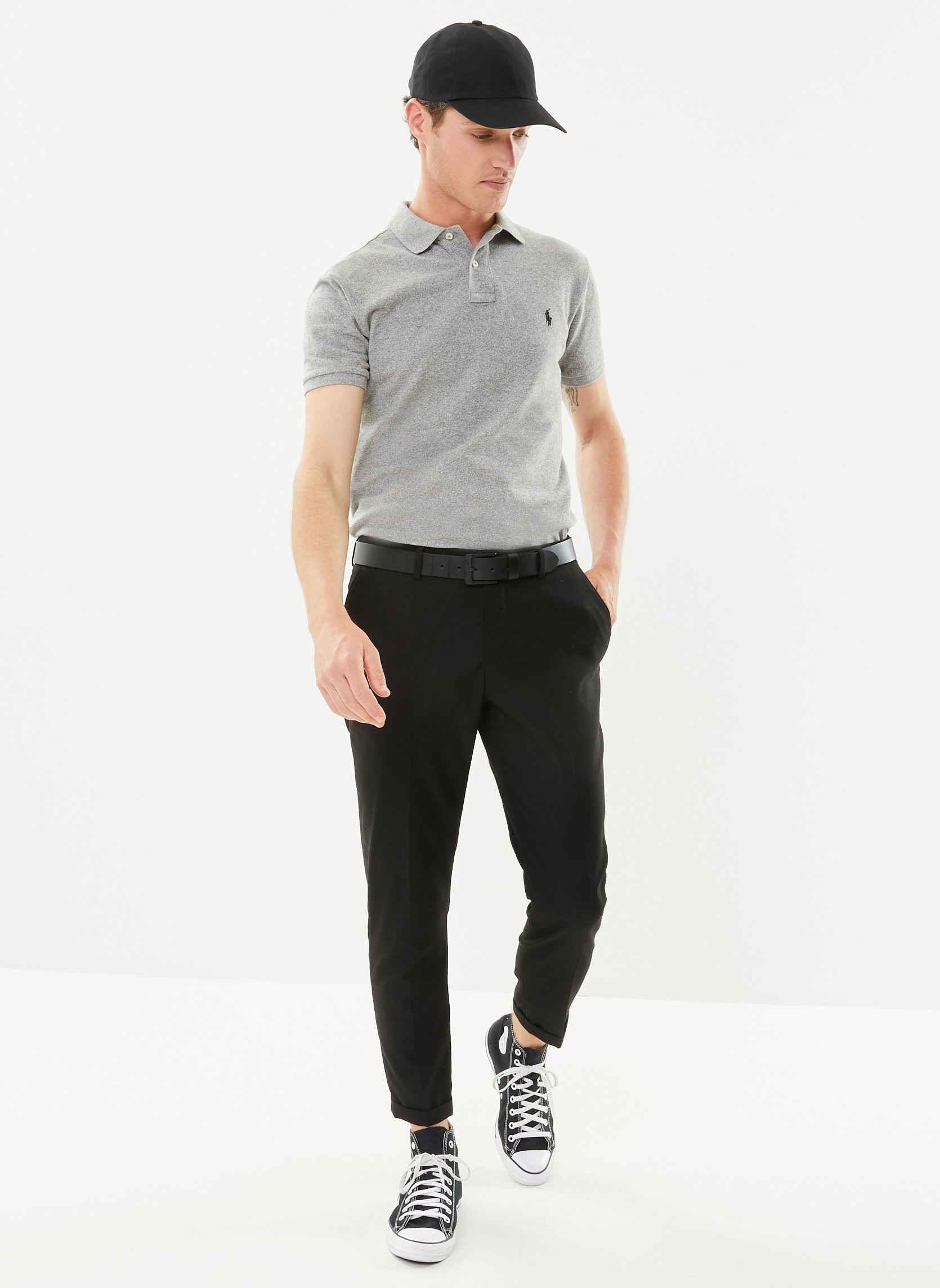 Polos Polo cintré en coton piqué 710548797 homme gris Polo Ralph Lauren Polos Polo cintré en coton piqué 710548797 homme gris CANTERBURY HEATHER