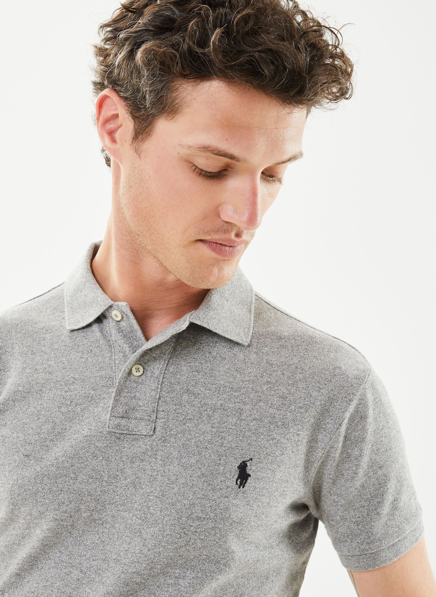 Polos Polo cintré en coton piqué 710548797 homme gris Polo Ralph Lauren Polos Polo cintré en coton piqué 710548797 homme gris CANTERBURY HEATHER