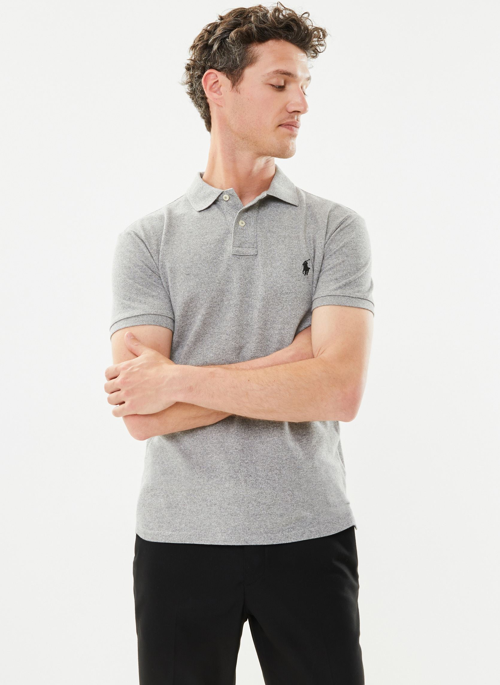 Polos Polo cintré en coton piqué 710548797 homme gris Polo Ralph Lauren Polos Polo cintré en coton piqué 710548797 homme gris CANTERBURY HEATHER