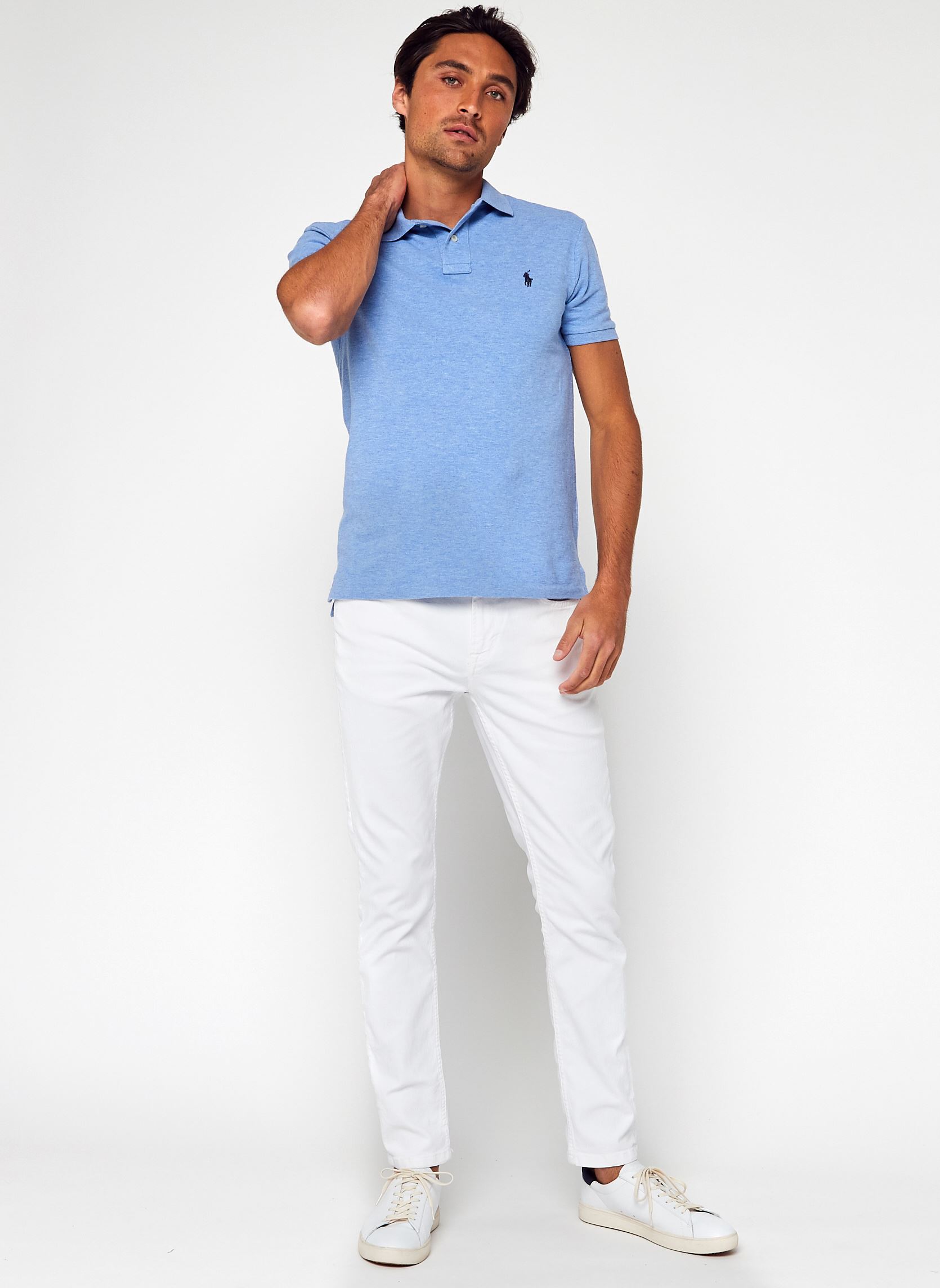 Polos Polo cintré en coton piqué 710548797 homme bleu Polo Ralph Lauren Polos Polo cintré en coton piqué 710548797 homme bleu JAMAICA HEATHER