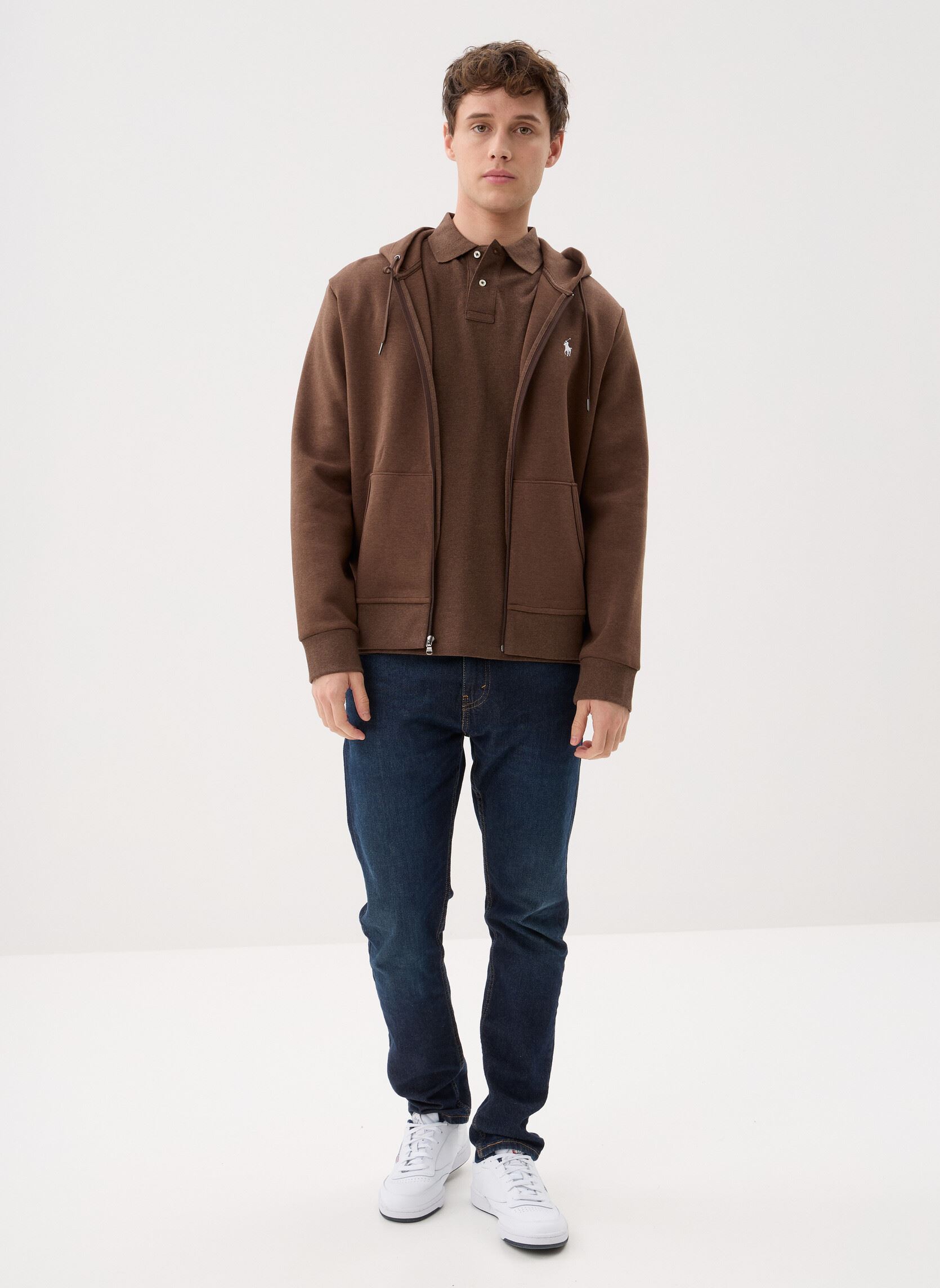 Sweats zippés Sweat À Capuche En Maille Double 7108882 homme marron Polo Ralph Lauren Sweats zippés Sweat À Capuche En Maille Double 7108882 homme marron NUTMEG BROWN HEATHER/C1730
