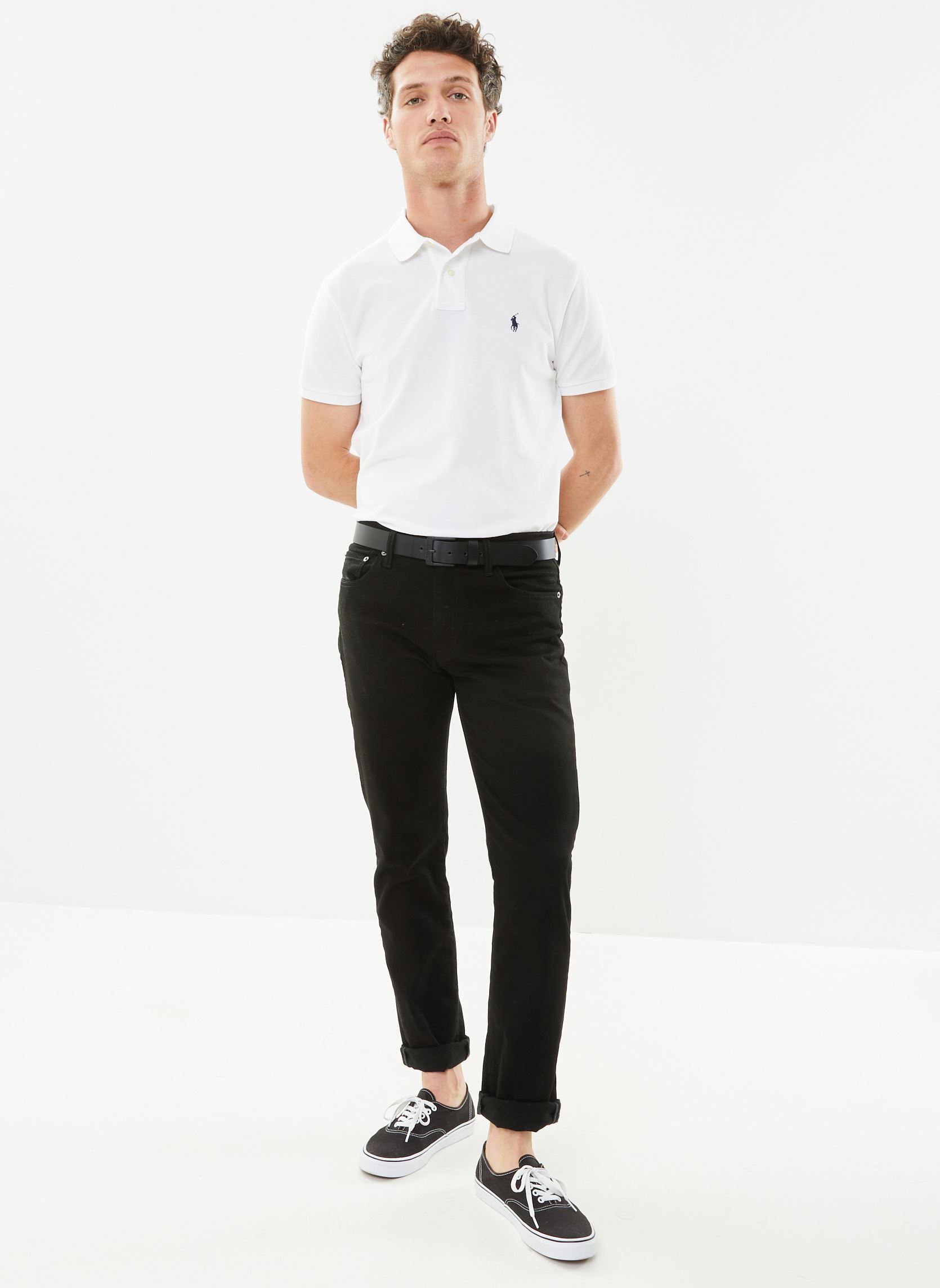 Polos Polo coupe ajustée en piqué 710666998 homme blanc Polo Ralph Lauren Polos Polo coupe ajustée en piqué 710666998 homme blanc WHITE