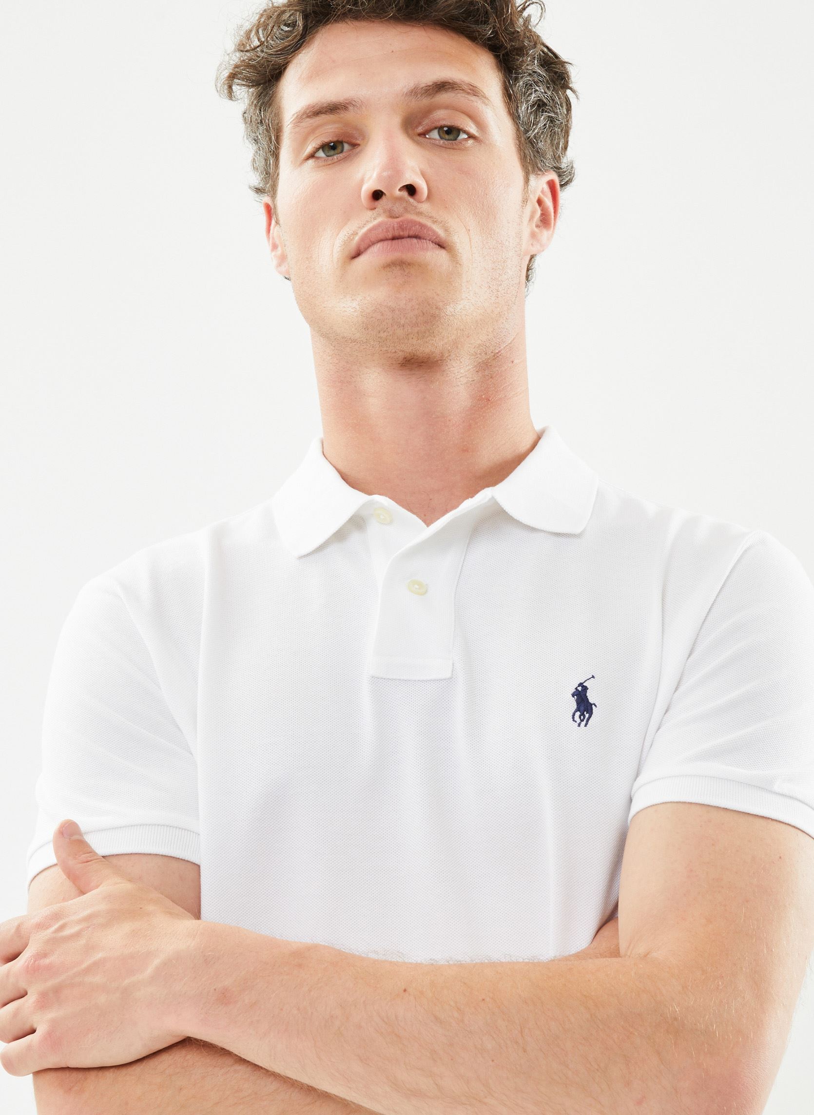 Polos Polo coupe ajustée en piqué 710666998 homme blanc Polo Ralph Lauren Polos Polo coupe ajustée en piqué 710666998 homme blanc WHITE