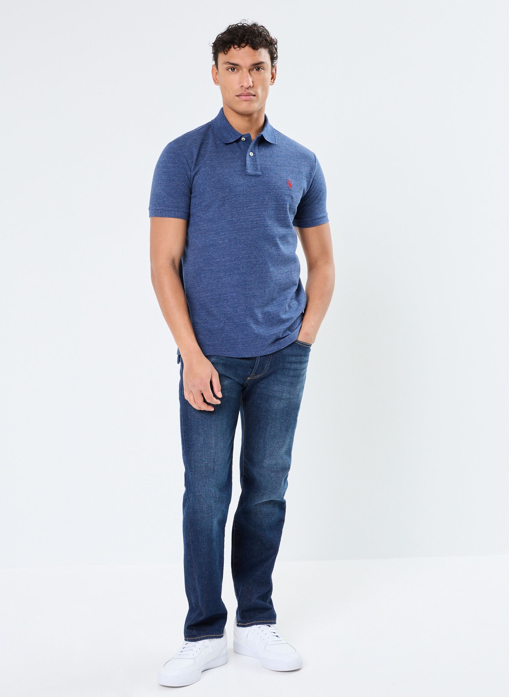 Polos Polo coupe ajustée en piqué 710666998 homme bleu Polo Ralph Lauren Polos Polo coupe ajustée en piqué 710666998 homme bleu CLASSIC ROYAL HEATHER
