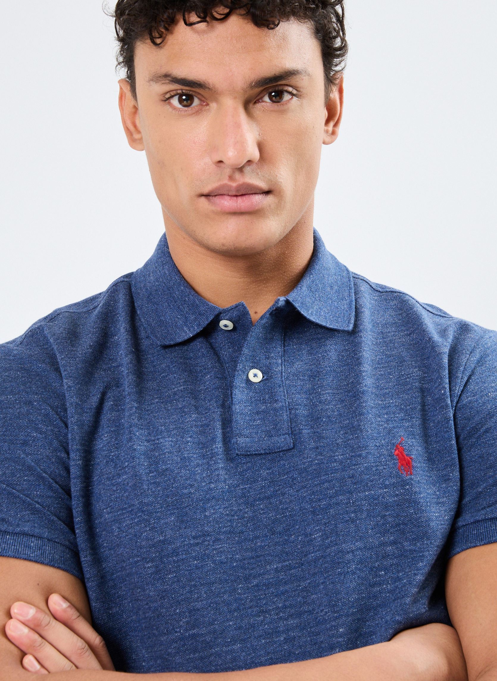 Polos Polo coupe ajustée en piqué 710666998 homme bleu Polo Ralph Lauren Polos Polo coupe ajustée en piqué 710666998 homme bleu CLASSIC ROYAL HEATHER
