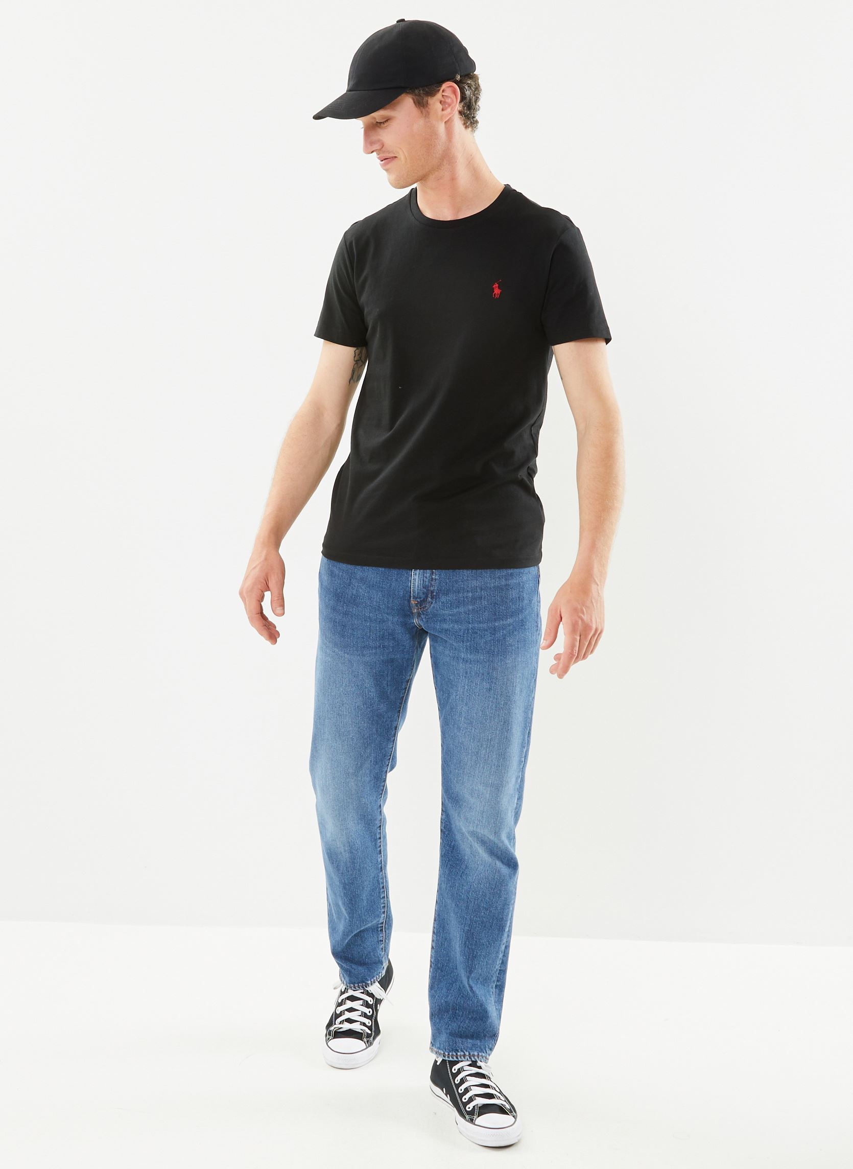 Tee-shirts T-shirt ajusté à col rond en jersey homme noir Polo Ralph Lauren Tee-shirts T-shirt ajusté à col rond en jersey homme noir RL BLACK