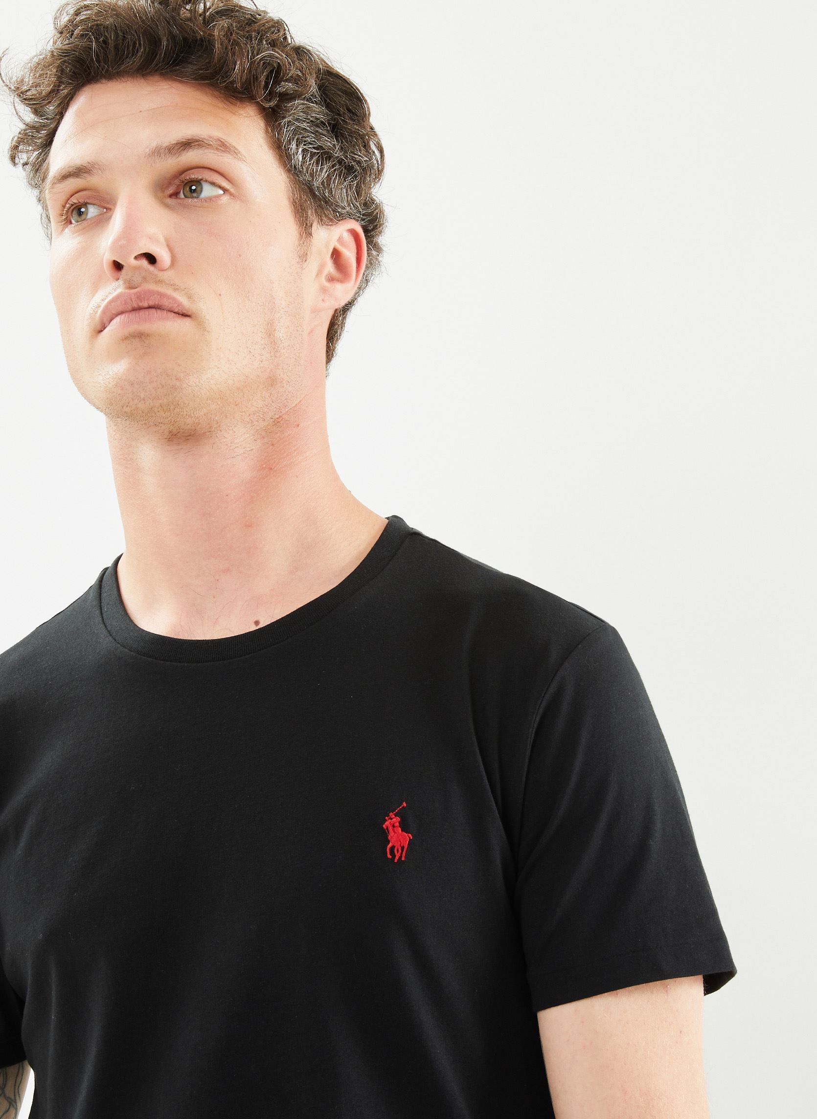 Tee-shirts T-shirt ajusté à col rond en jersey homme noir Polo Ralph Lauren Tee-shirts T-shirt ajusté à col rond en jersey homme noir RL BLACK