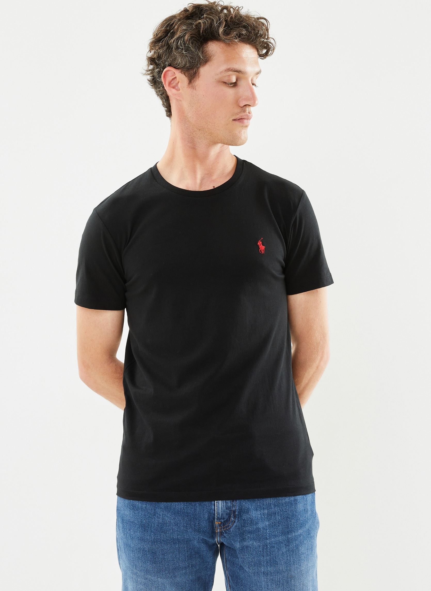 Tee-shirts T-shirt ajusté à col rond en jersey homme noir Polo Ralph Lauren Tee-shirts T-shirt ajusté à col rond en jersey homme noir RL BLACK