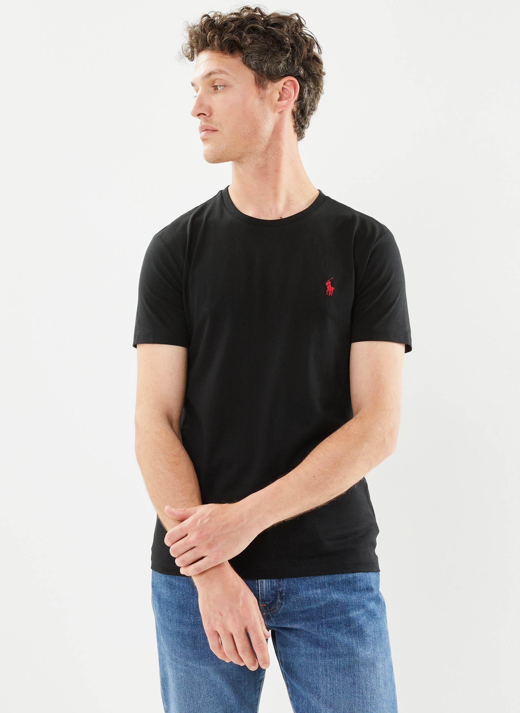 Tee-shirts T-shirt ajusté à col rond en jersey homme noir Polo Ralph Lauren Tee-shirts T-shirt ajusté à col rond en jersey homme noir RL BLACK