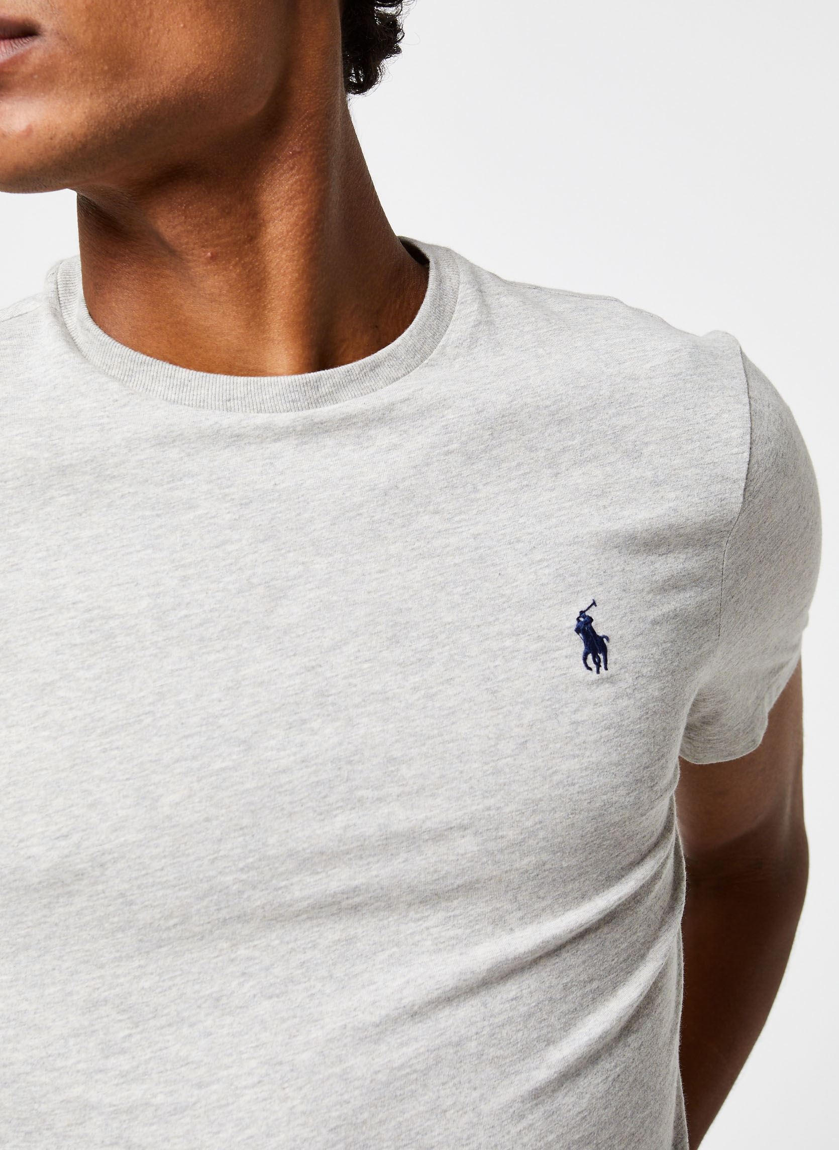 Tee-shirts T-shirt ajusté à col rond en jersey homme gris Polo Ralph Lauren Tee-shirts T-shirt ajusté à col rond en jersey homme gris NEW GREY HEATHER