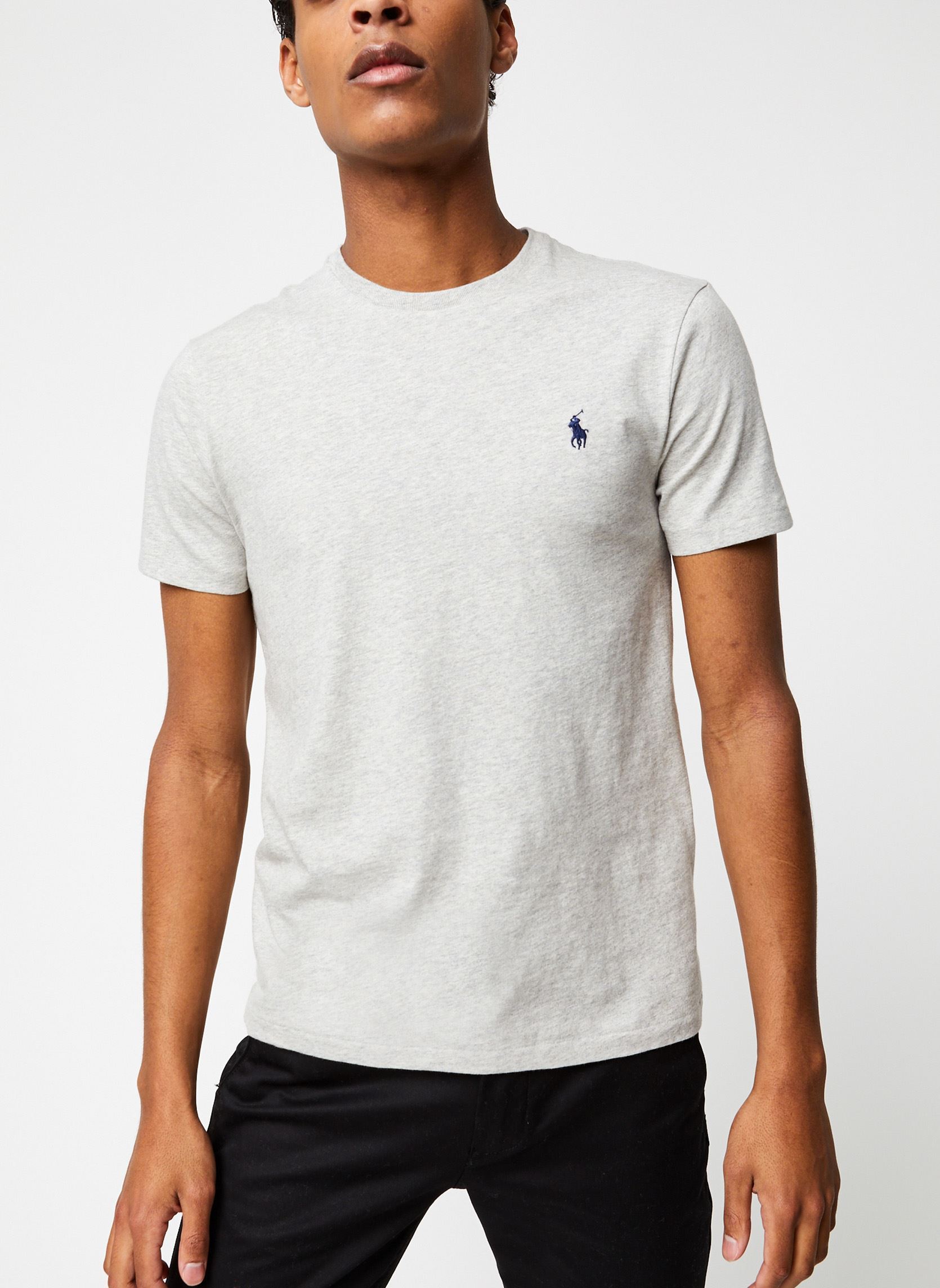 Tee-shirts T-shirt ajusté à col rond en jersey homme gris Polo Ralph Lauren Tee-shirts T-shirt ajusté à col rond en jersey homme gris NEW GREY HEATHER