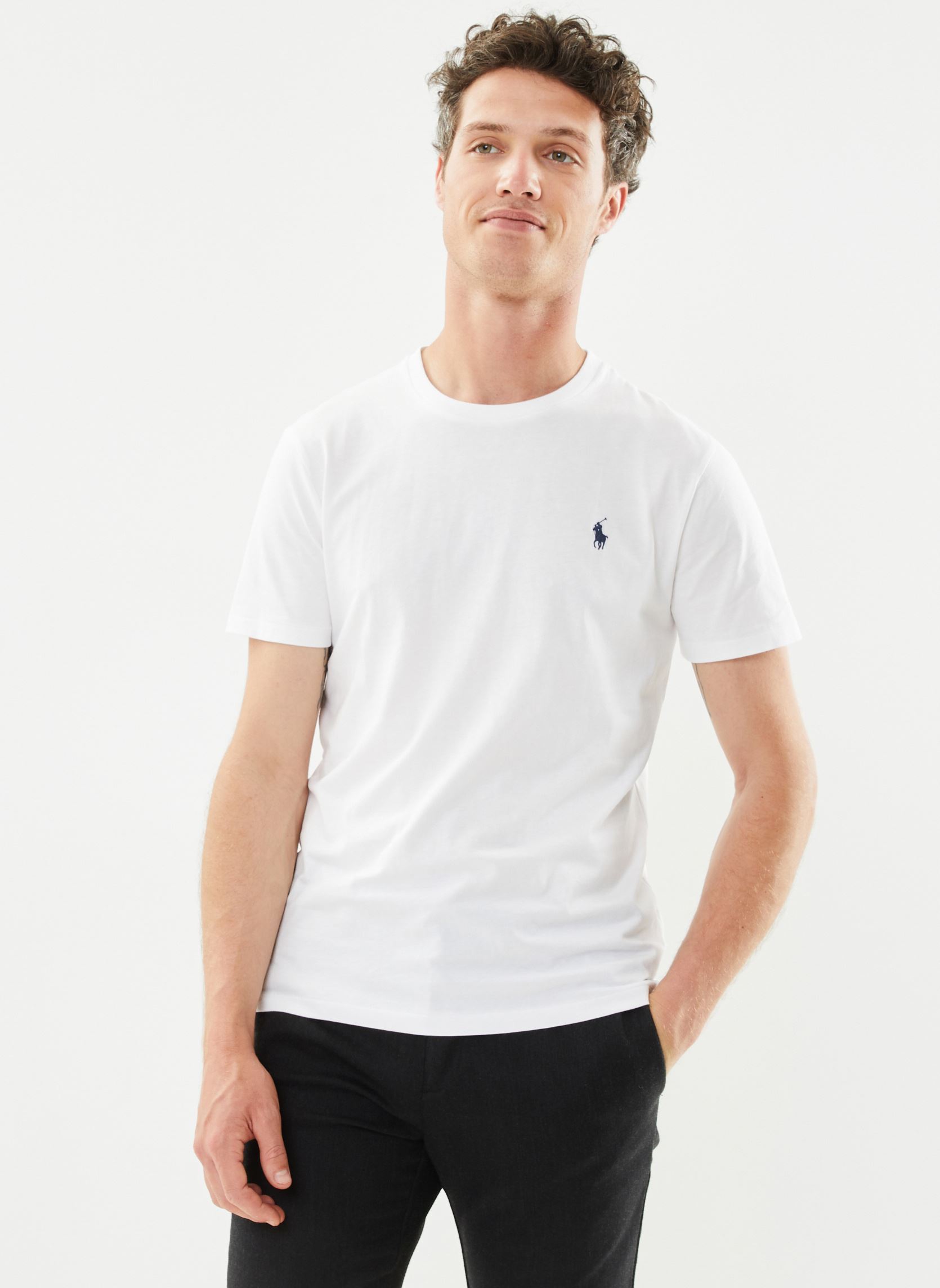 Tee-shirts T-shirt ajusté à col rond en jersey homme blanc Polo Ralph Lauren Tee-shirts T-shirt ajusté à col rond en jersey homme blanc WHITE