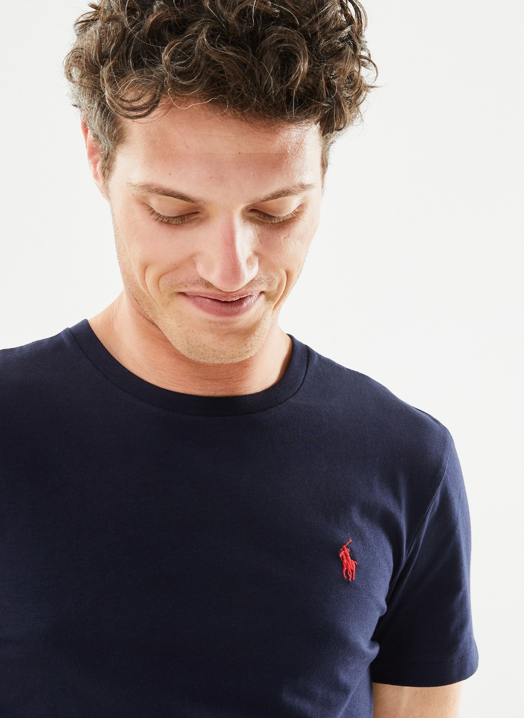 Tee-shirts T-shirt ajusté à col rond en jersey homme bleu Polo Ralph Lauren Tee-shirts T-shirt ajusté à col rond en jersey homme bleu INK