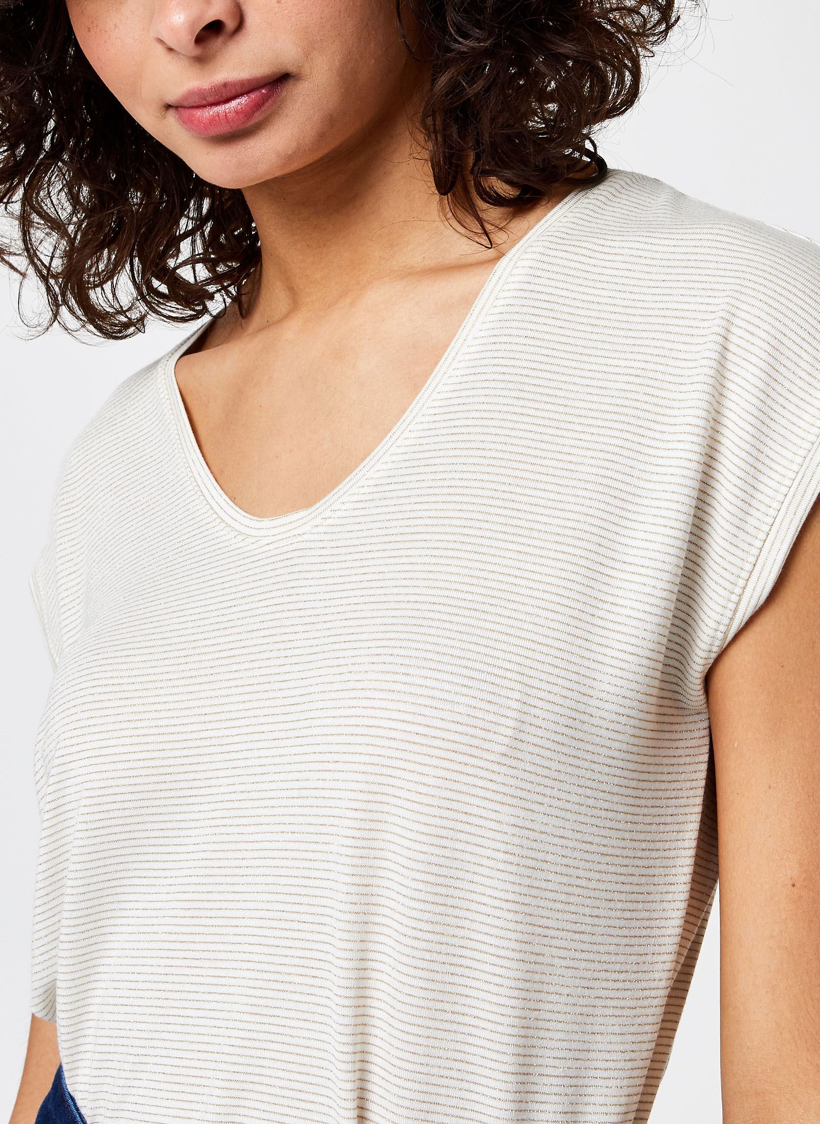 Tee-shirts T-Shirt Pcbillo Tee Lurex Stripes Noos femme blanc Pieces Tee-shirts T-Shirt Pcbillo Tee Lurex Stripes Noos femme blanc Bright white